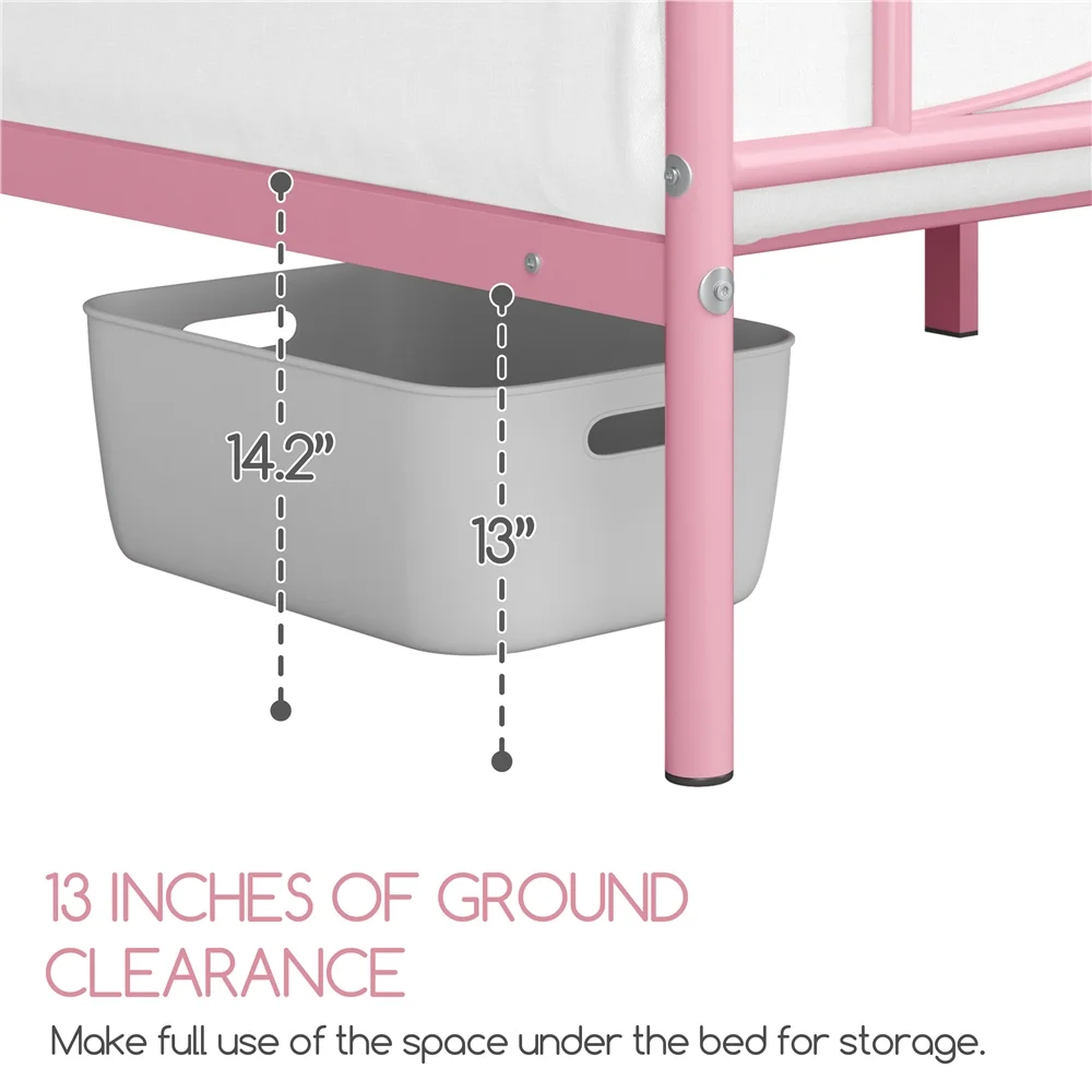 Topeakmart Metal Twin Bed Frame with Curved Design Headboard and Footboard, Black - Inhomebuy