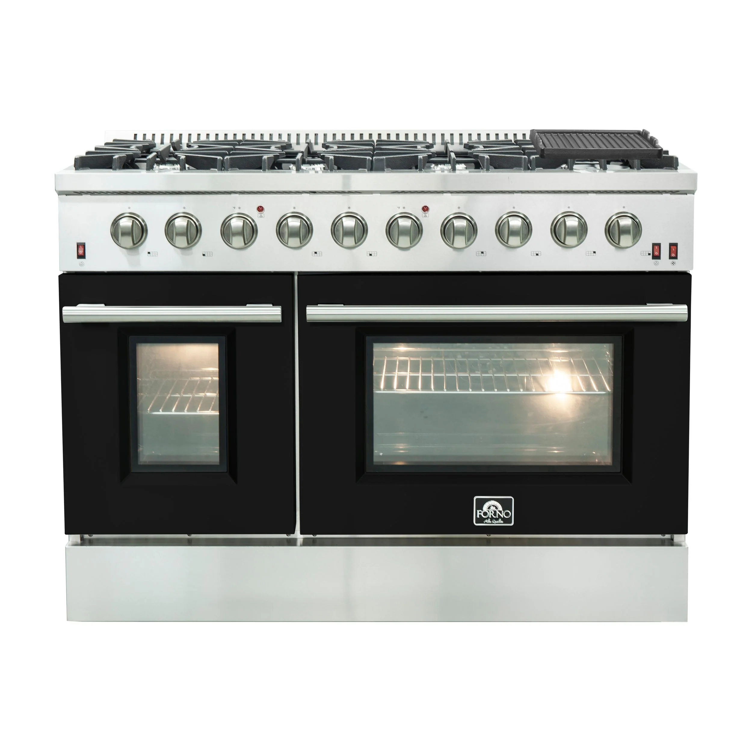 Forno 48 Inch Professional Freestanding Gas Range in Black, FFSGS6244-48BLK - Inhomebuy