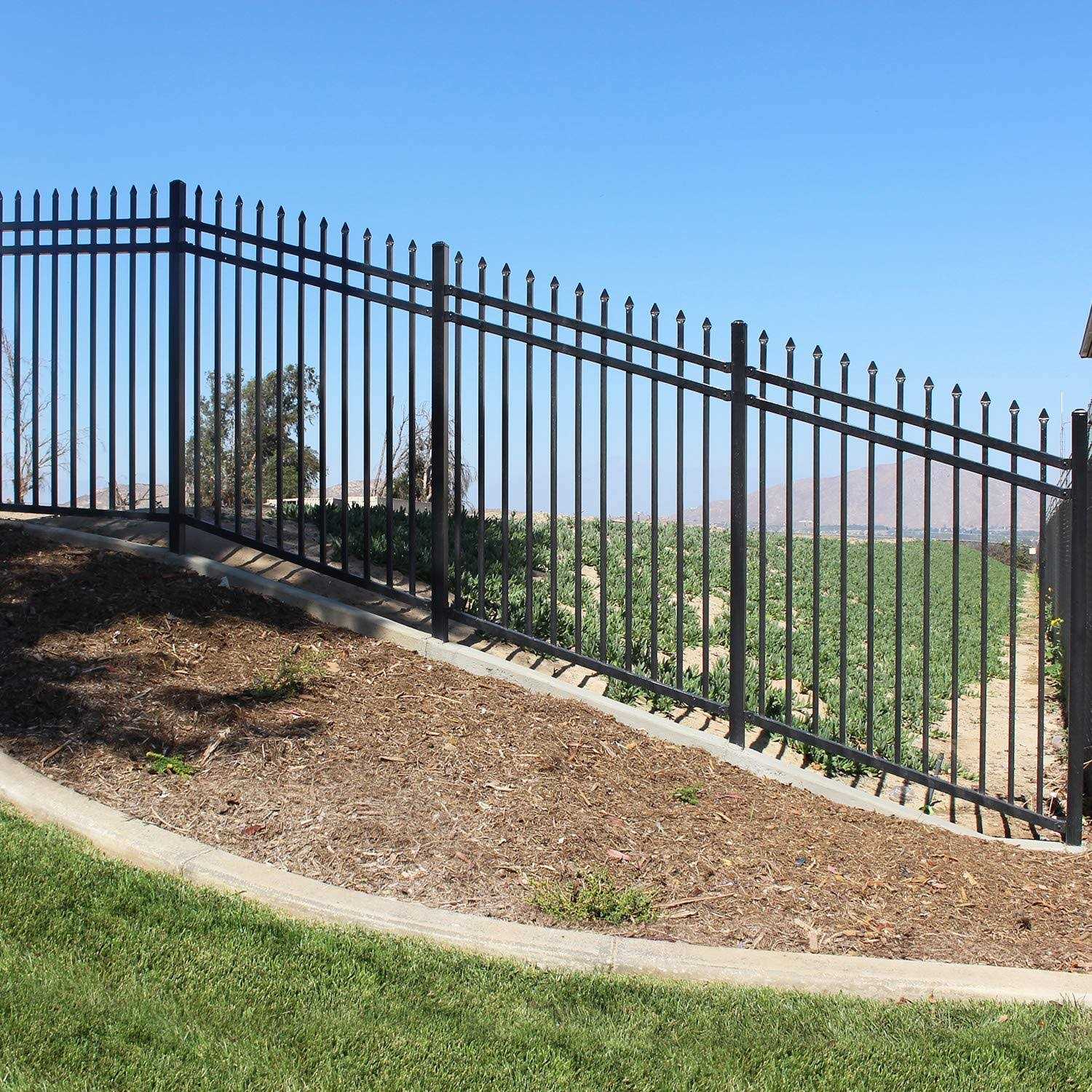 XCEL Black Steel Fence Panel Style Easy Installation Fence Kit Outdoor Fencing for Yard - Inhomebuy