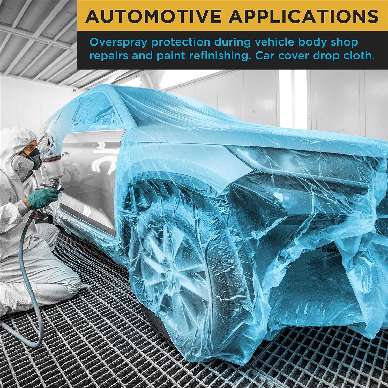 Dura-Gold Roll of Pure Blue Premium Overspray Paintable Plastic Sheeting - Inhomebuy