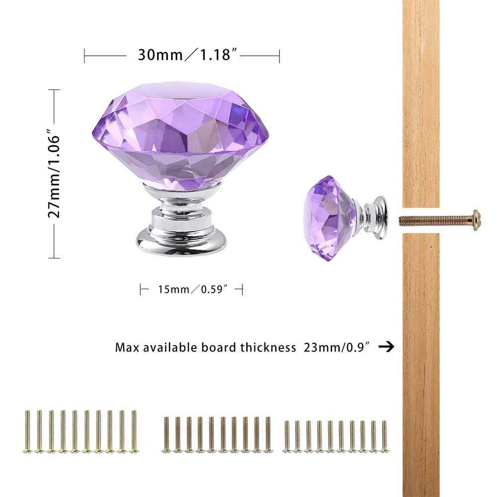 CZC HOME 10 PCS Diamond Crystal Glass Pull Handle Cabinet Knobs Cupboard Drawers Cabinet Dresser Bookcase Wardrobe - Inhomebuy
