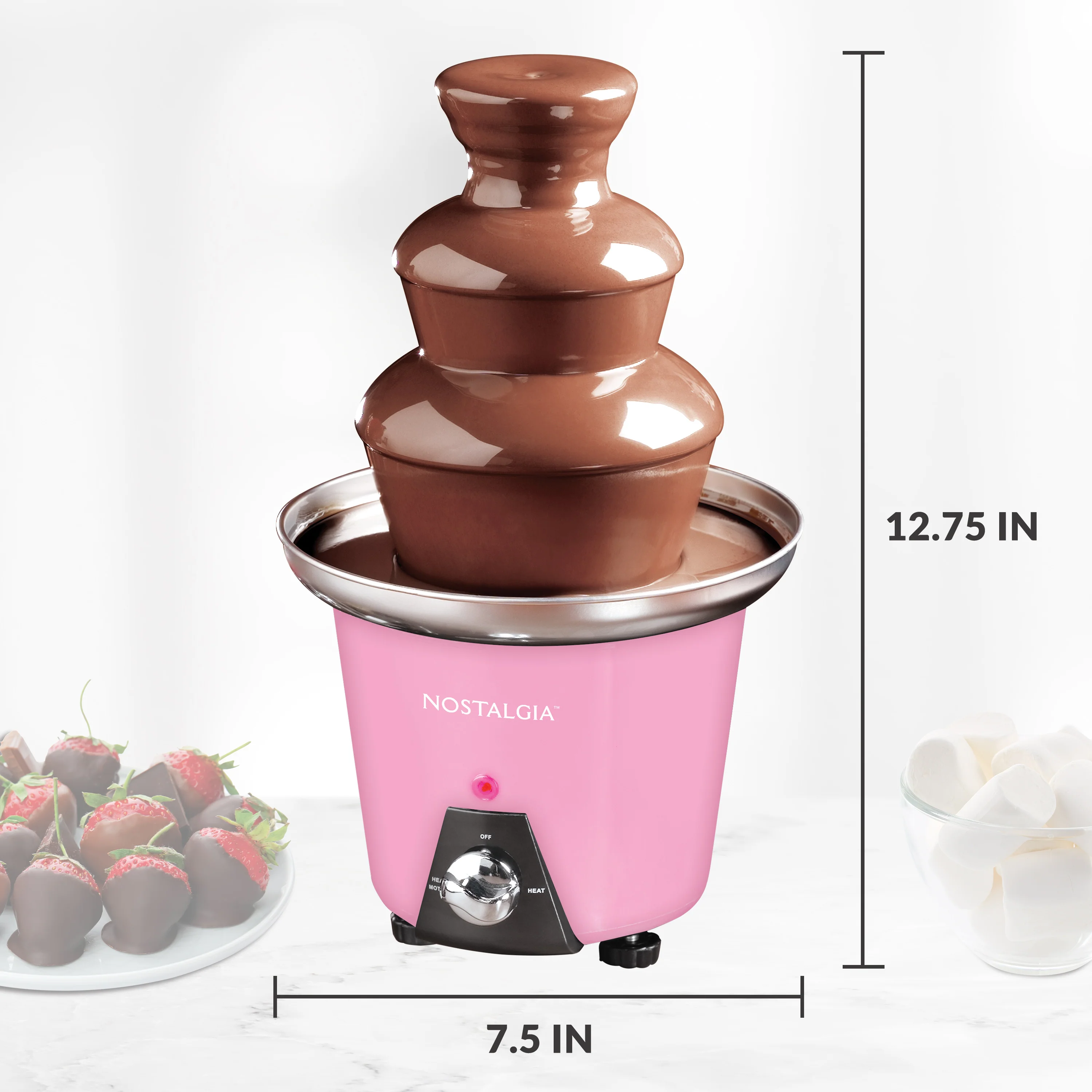 3-Tier Chocolate Fondue Fountain, Pink - Inhomebuy