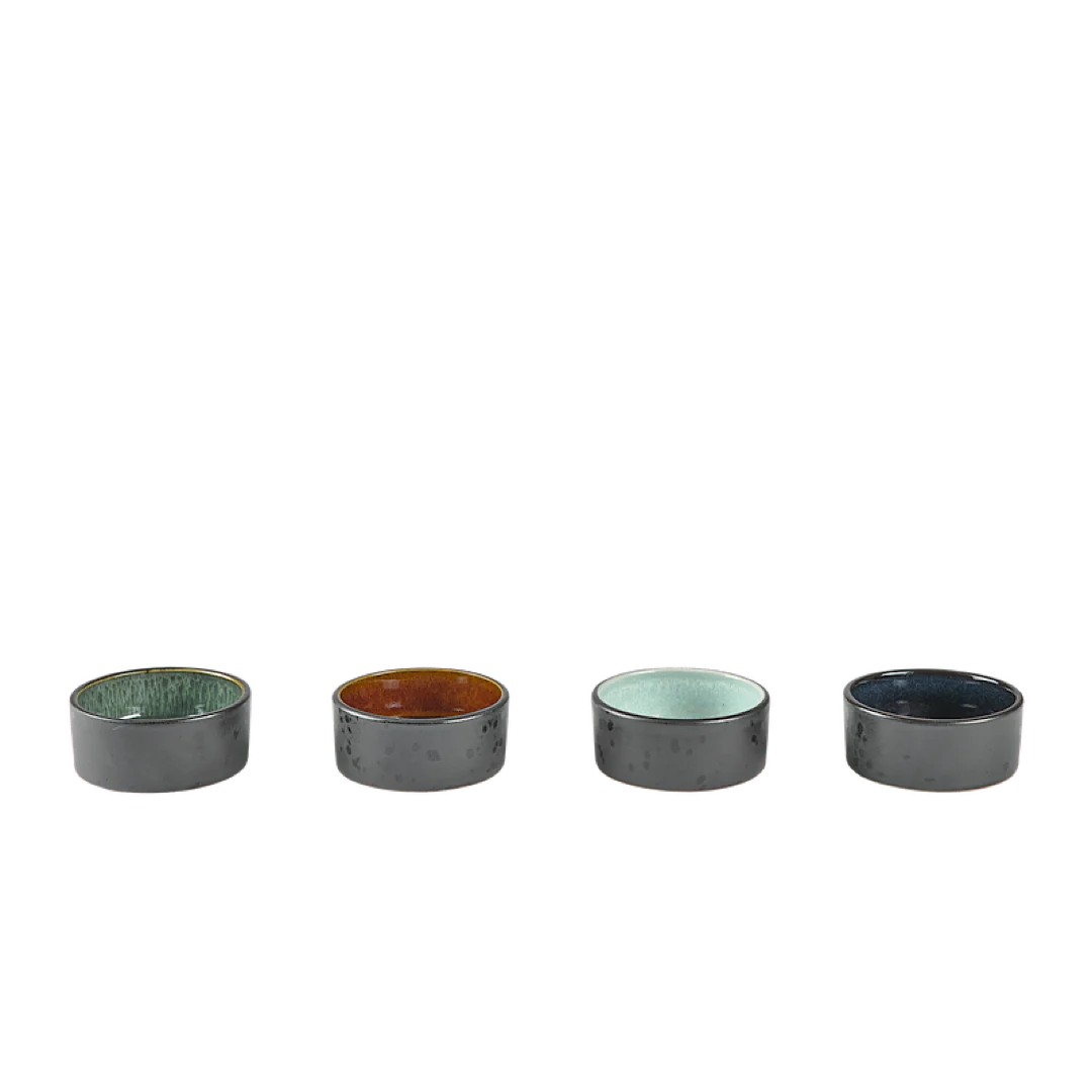 Stoneware Mini Bowl 7.5 cm 4 Pcs Black/Dark - Inhomebuy