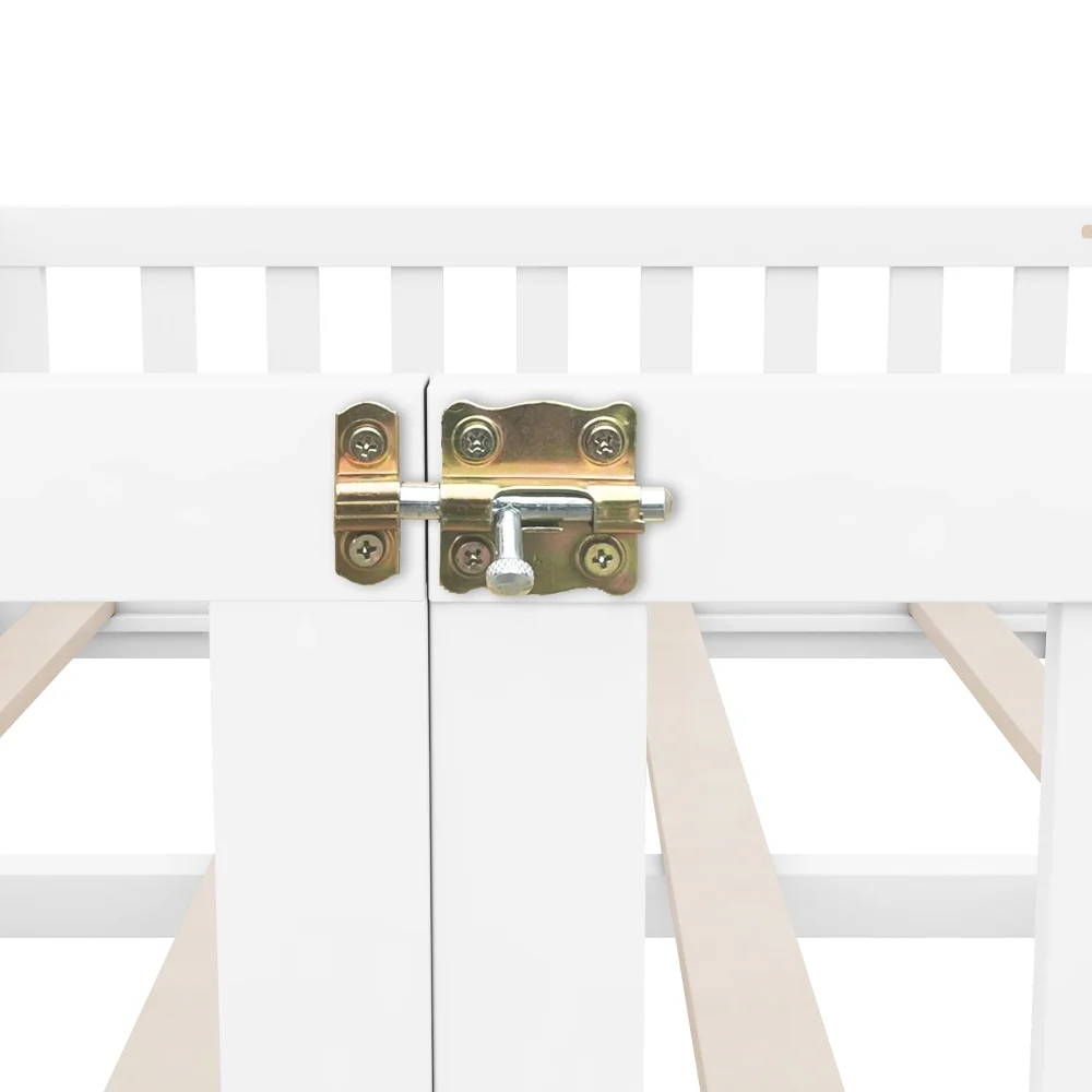 Twin Size Montessori Floor Bed with Safety Guardrails and Door, Playhouse Bed for Kids Boys Girls, Wood Montessori Bed Frame for Bedrooms, Pink - Inhomebuy