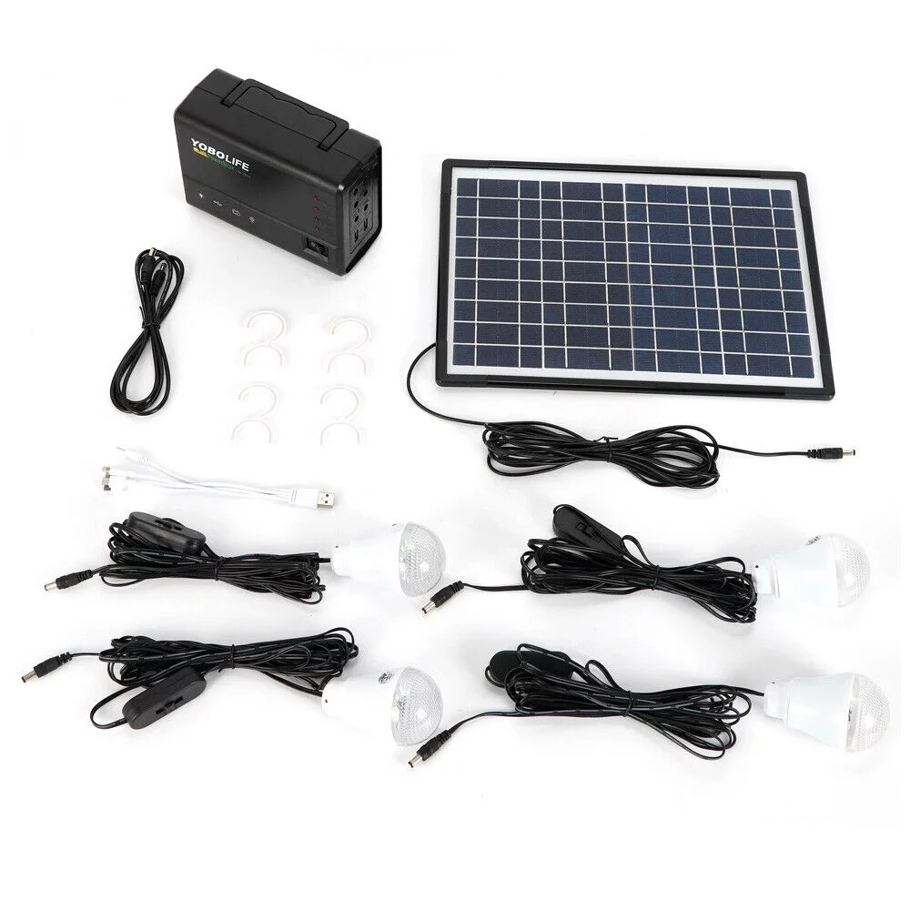 AC 110-220V Portable Solar Generator with Solar Panel,Included 4 Sets LED Lights,Solar Power - Inhomebuy