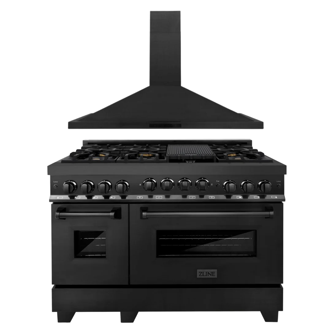 ZLINE Appliance Package - 48 in. Gas Range, 48 in. Wall Mount Range Hood, 2KP-RGBRH48 - Inhomebuy
