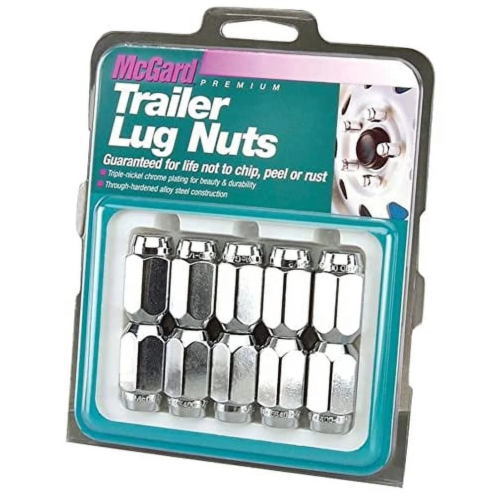 McGard 74043 Chrome Cone Seat Style Trailer Lug Nut Set (1/2-20 Thread Size) - Pack of 10 - Inhomebuy