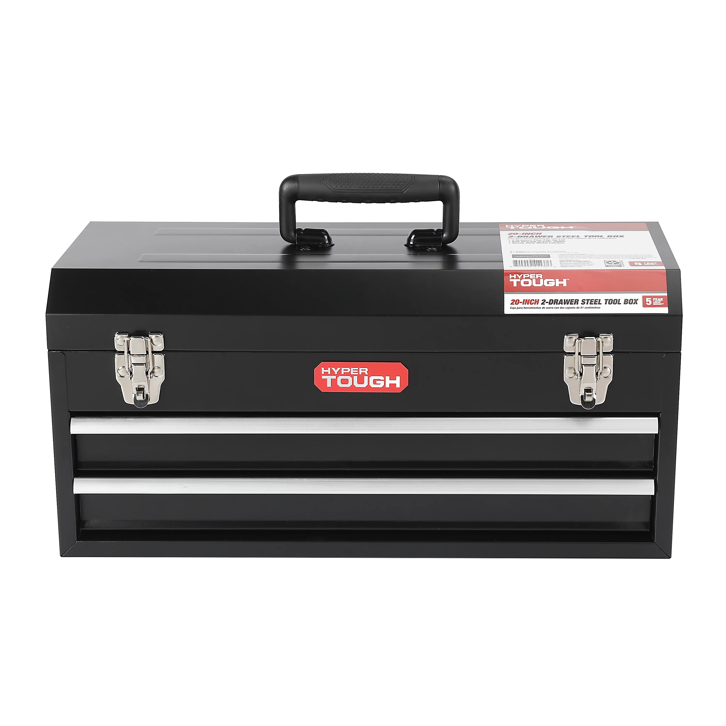 Hyper Tough 20-inch 2-Drawer Tool Box, Tool Chest with Flip-up Lid, Black, Steel - Inhomebuy