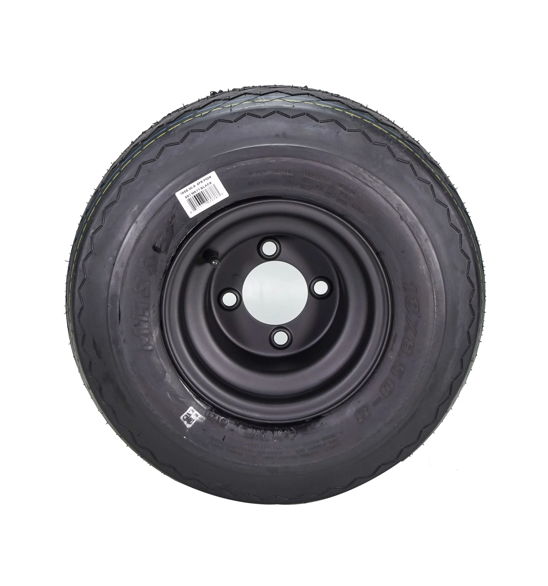 MASSFX 18x8.5-8 Golf Cart, Turf, Lawn & Garden Tire 4 Ply & 4/4 Matt Black Wheel Assembled Kit 18x8.5x8 - Inhomebuy