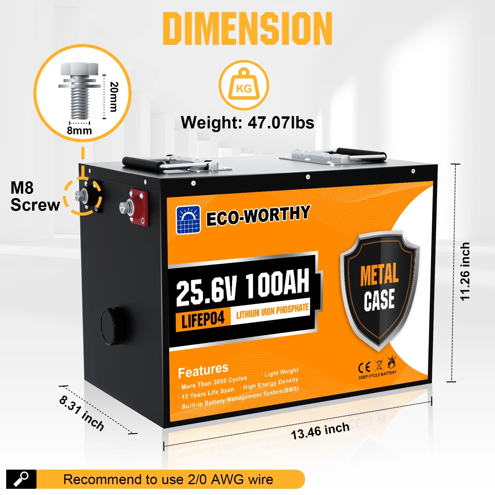 Eco-Worthy 12V 20AH Lithium Battery LiFePO4 Battery Deep Cycle for Outdoor Camping RV Boat Solar System - Inhomebuy