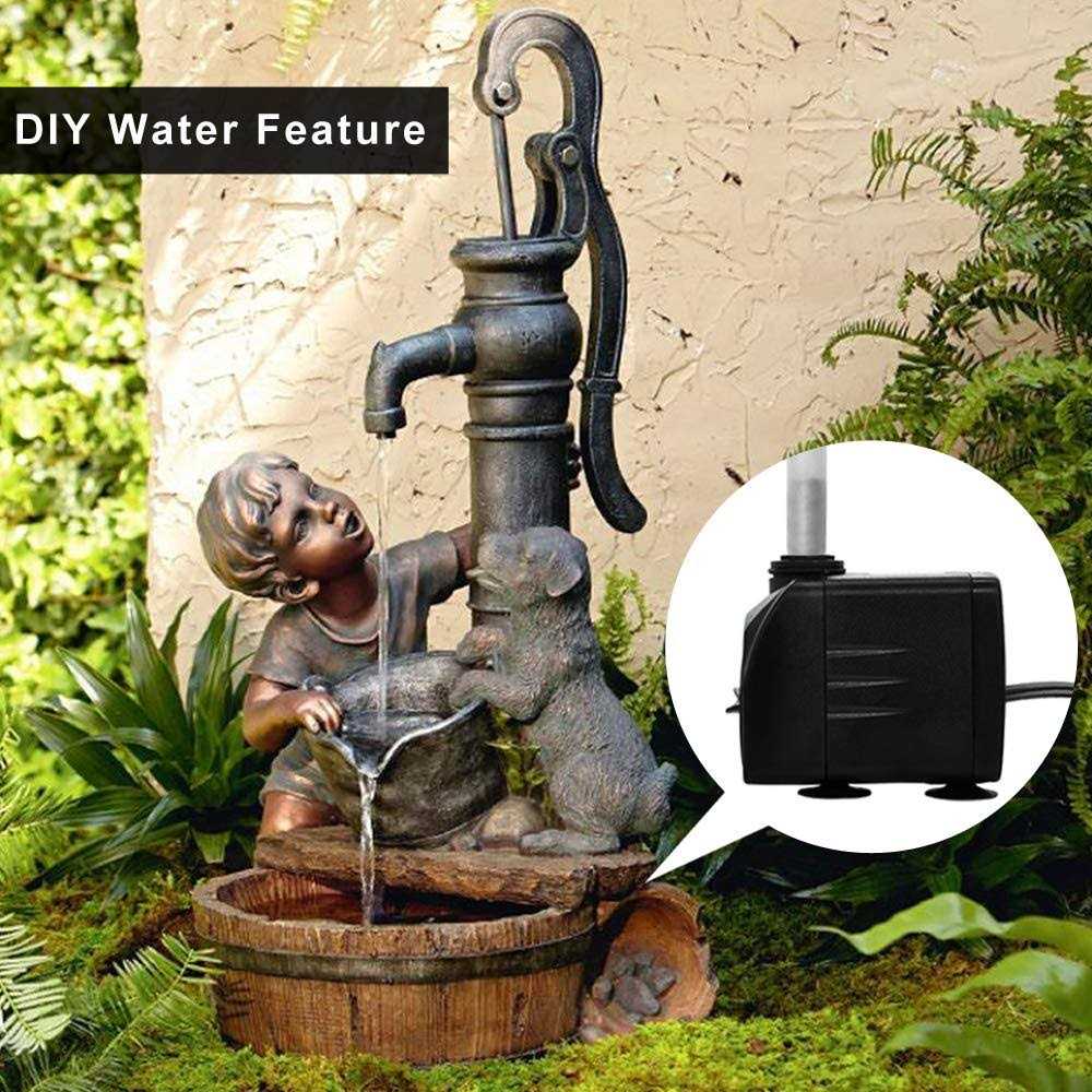 PULACO 10Watt 160GPH Submersible Fountain Pump wiht LED Light for Water Feature - Inhomebuy
