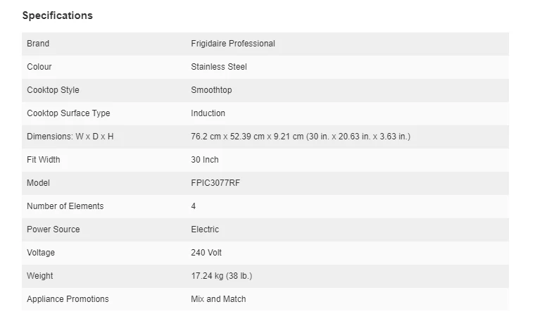 FRIGIDAIRE PROFESSIONAL 30 IN. STAINLESS STEEL INDUCTION DROP-IN COOKTOP WITH PROFESSIONAL-GRADE CON - Inhomebuy
