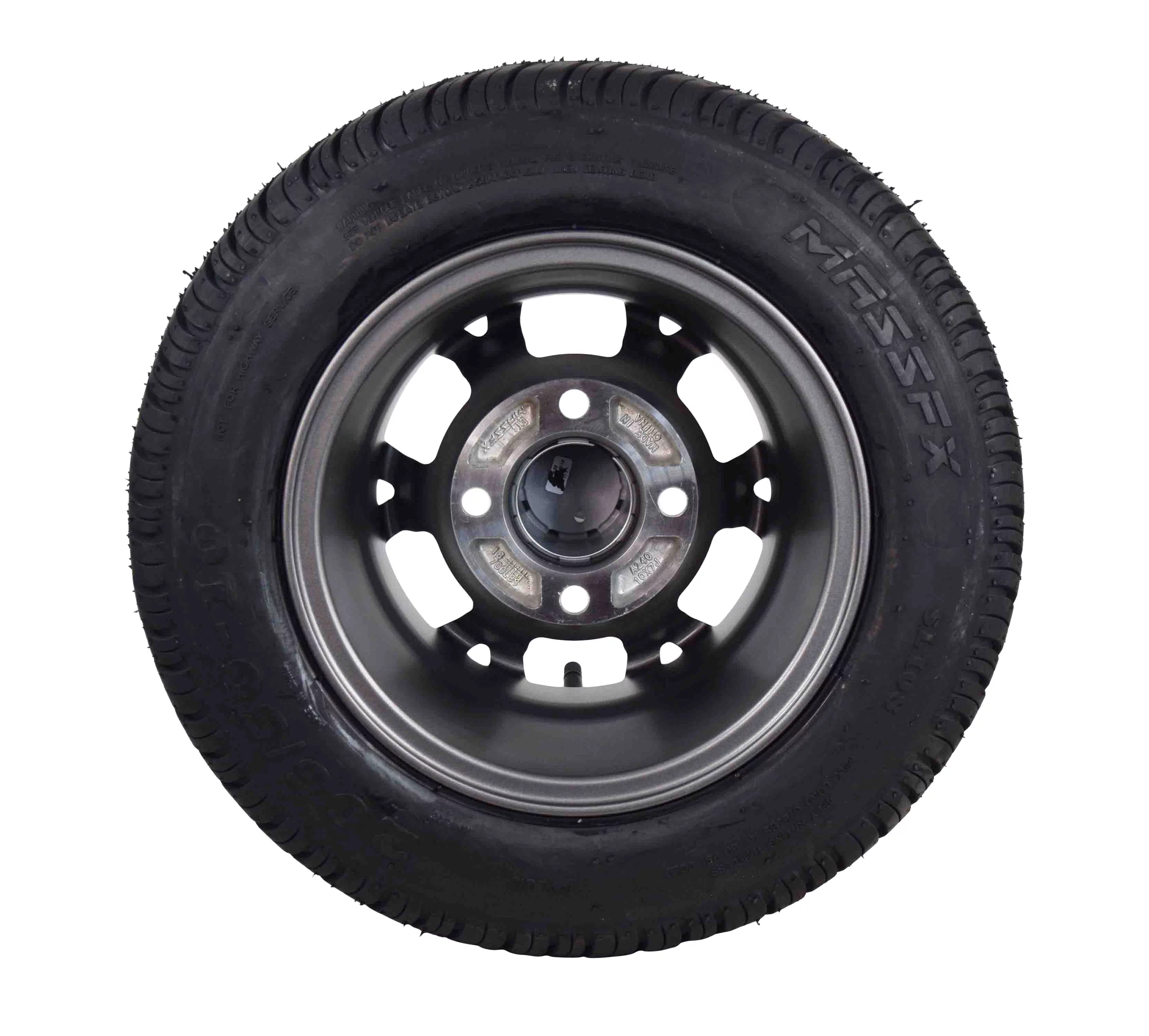 MASSFX 205/50-10 Golf Cart Turf Tire & Gun Metal Wheel Kit A240 10x7 4/101.6 - Inhomebuy