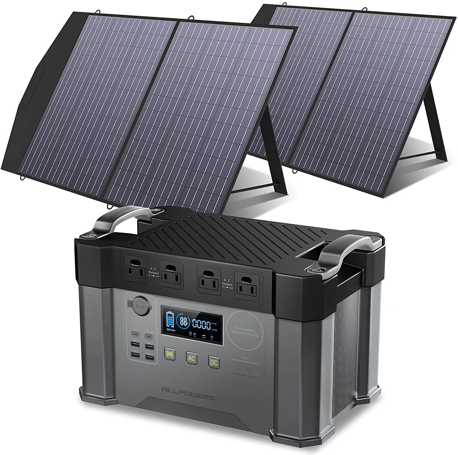 ALLPOWERS S2000 Solar Generator Kit, include 2000W 1500Wh Portable Power Station with 2 Pack SP027 100W Foldable Solar Panel [Shipping Separately] - Inhomebuy