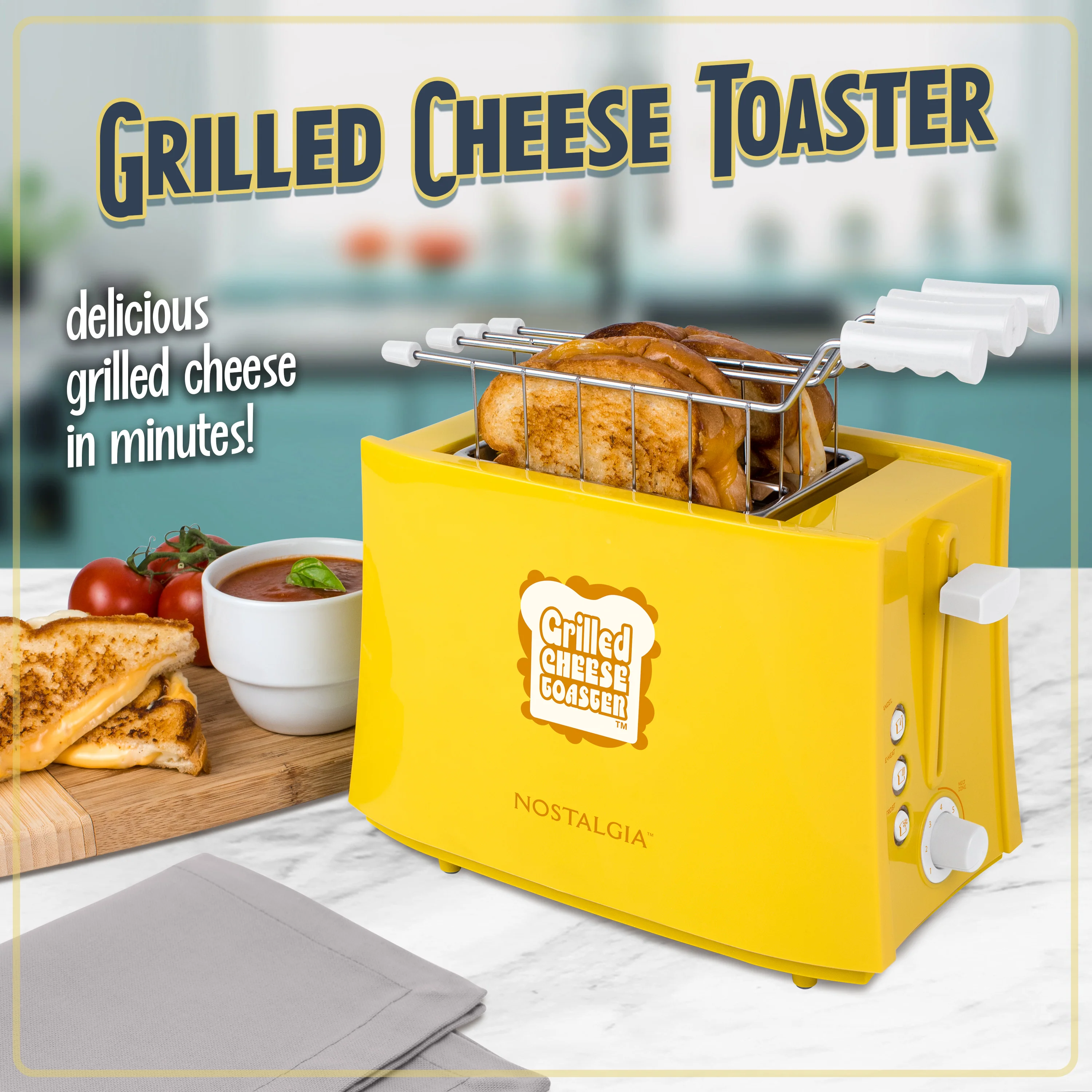 Grilled Cheese Toaster with Easy-Clean Toaster Baskets and Adjustable Toasting Dial - Inhomebuy