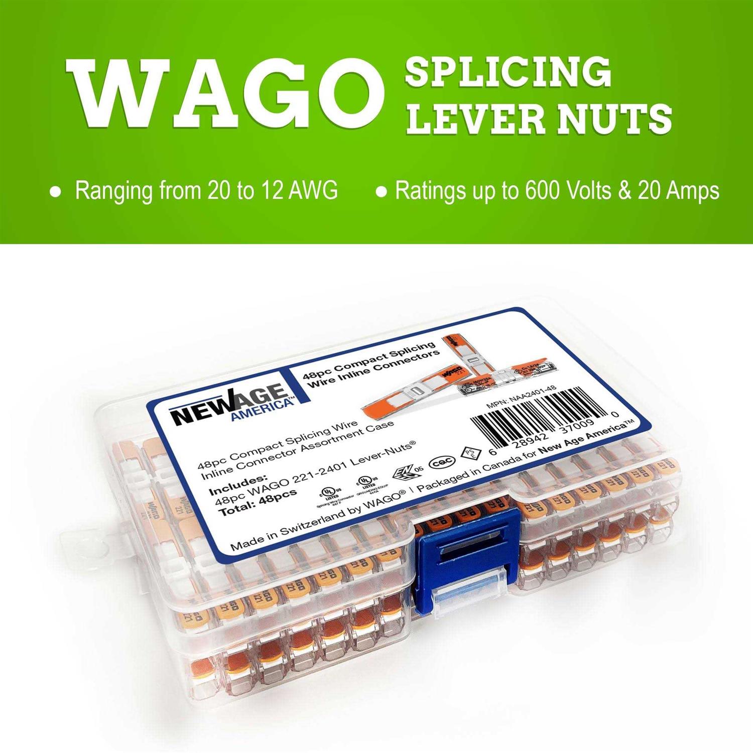 New Age America wago 221-2401 inline splicing wire Connectors pack - Inhomebuy