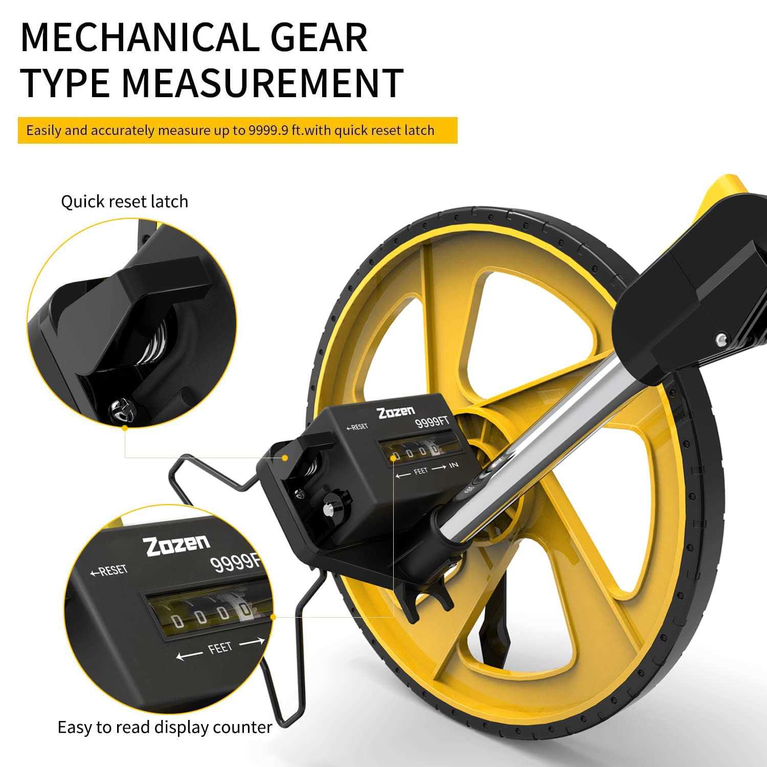 Zozen Measuring Wheel Digital Display 3-sections Foldable 12inch Wheel - Inhomebuy