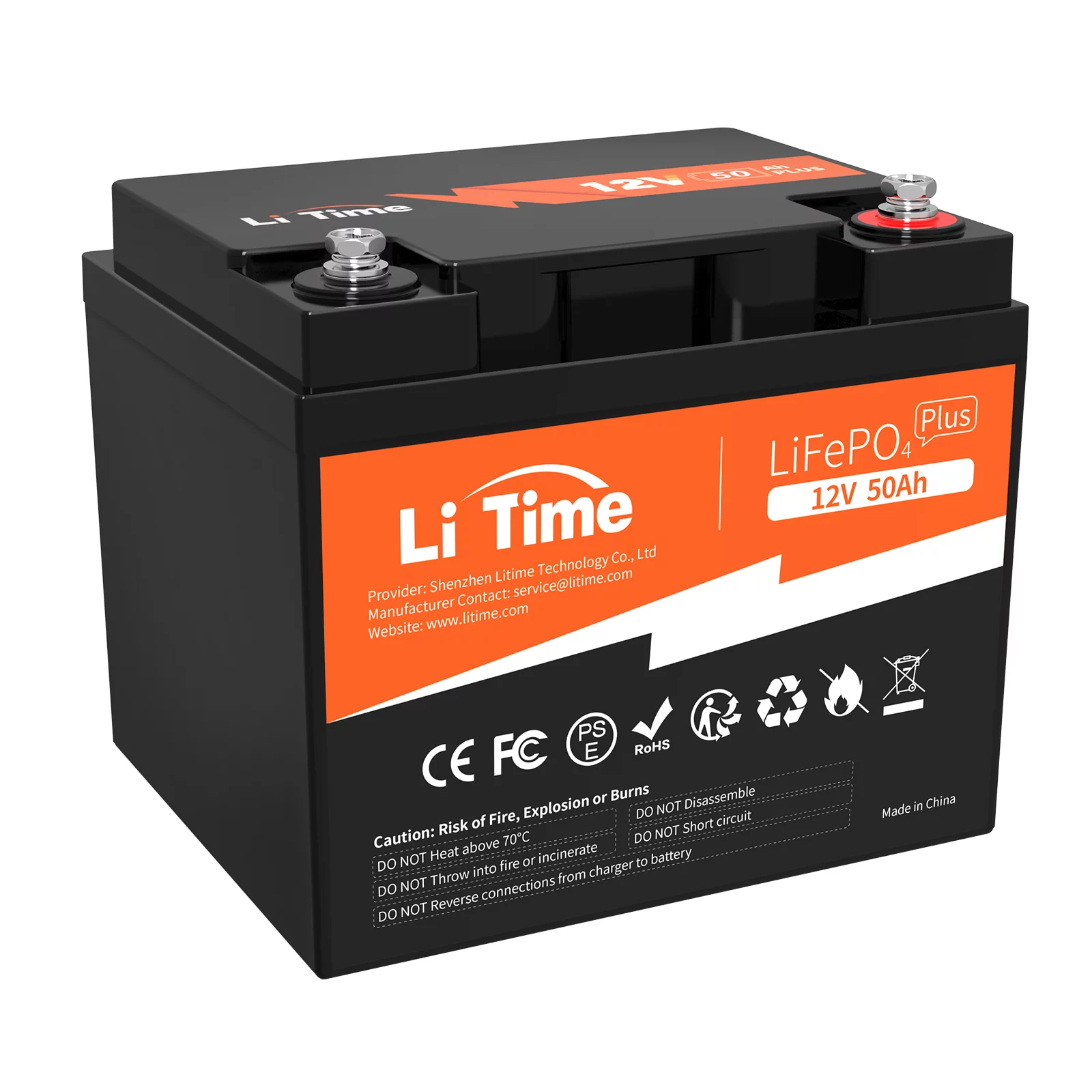 LiTime 12V 50Ah LiFePO4 Lithium Ion Battery, 4000+ Cycles, Lighter LiFePO4 Battery for Camping Trolling Motor Boat - Inhomebuy