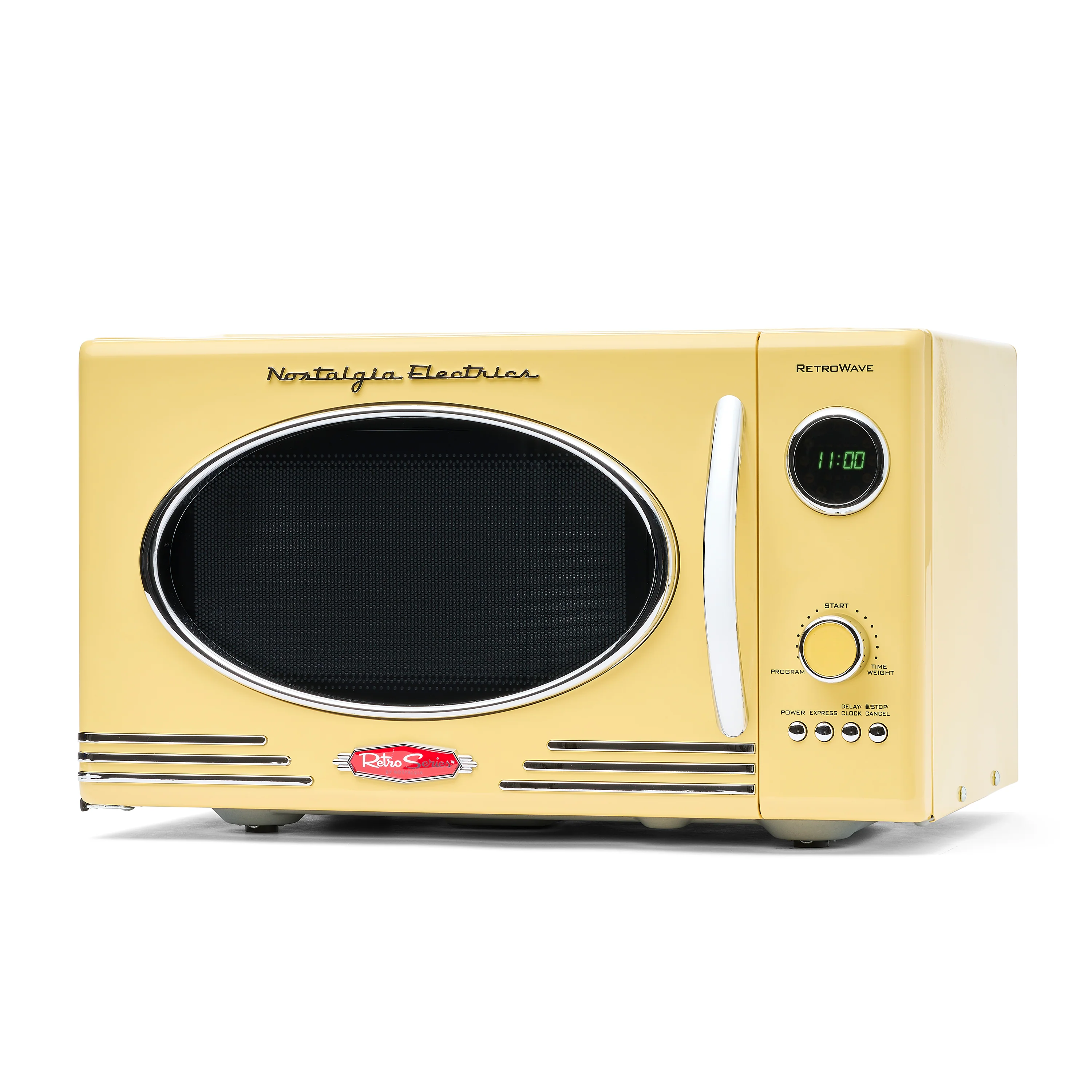 Retro 0.9 Cubic Foot 800-Watt Countertop Microwave Oven - Yellow - Inhomebuy