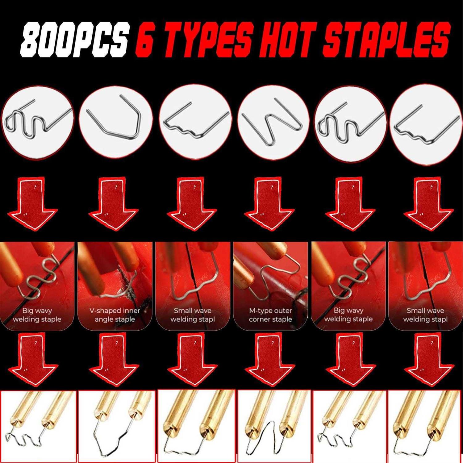 Upgraded 150W Plastic Welder Bumper Repair Kit,2-in-1 Plastic Welding Kit 800PCS Hot Staples & 30pcs Plastic Welding Rods,Hot Stapler Plastic Repair - Inhomebuy