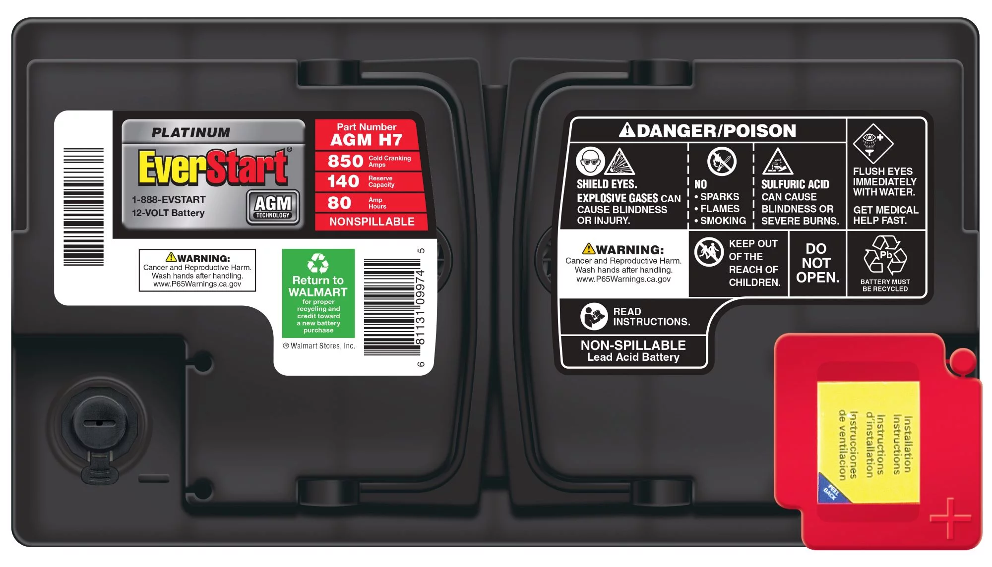 EverStart Platinum BOXED AGM Automotive Battery, Group Size H7 / LN4 / 94R 12 Volt, 850 CCA - Inhomebuy
