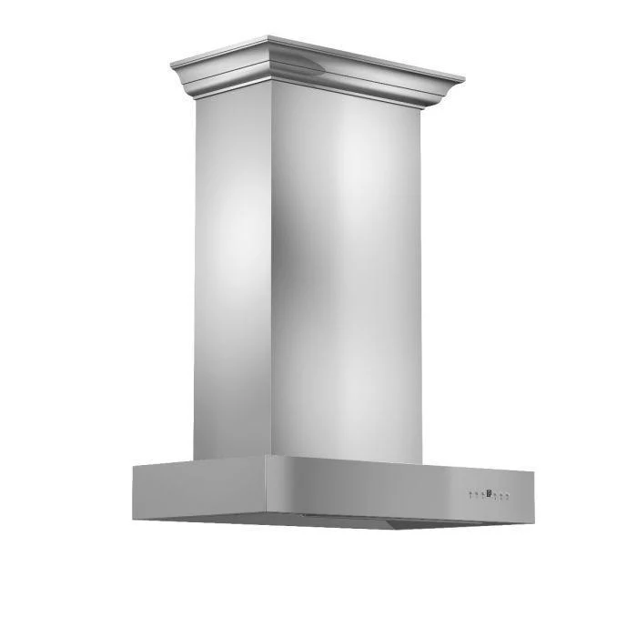 ZLINE 30 In. Convertible Professional Wall Mount Range Hood in Stainless Steel with Crown Molding, KECOMCRN-30 - Inhomebuy