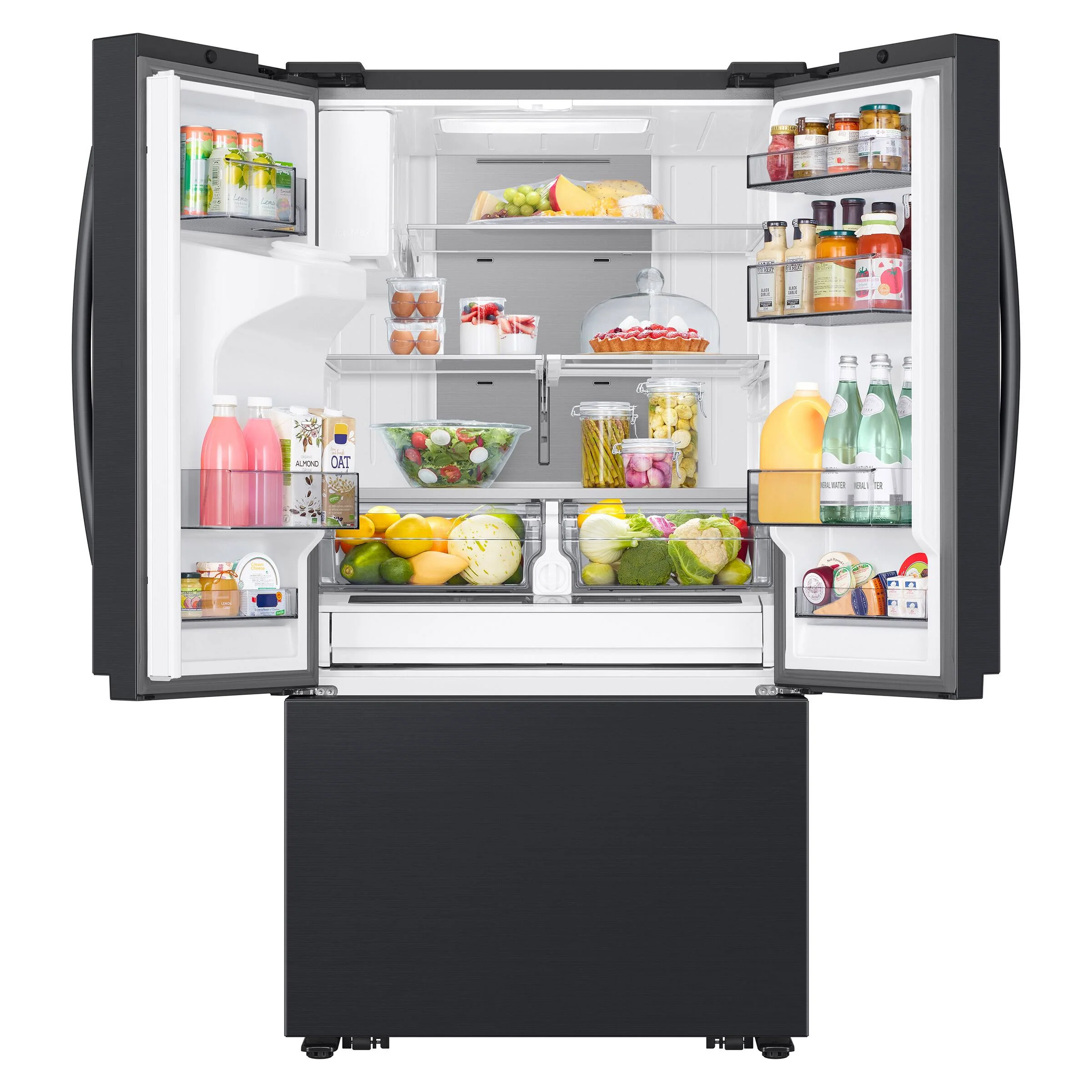 SAMSUNG 36 IN. 30.5 CU. FT. MATTE BLACK STEEL 3 DOOR FRENCH DOOR REFRIGERATOR WITH DUAL AUTO ICE MAK - Inhomebuy