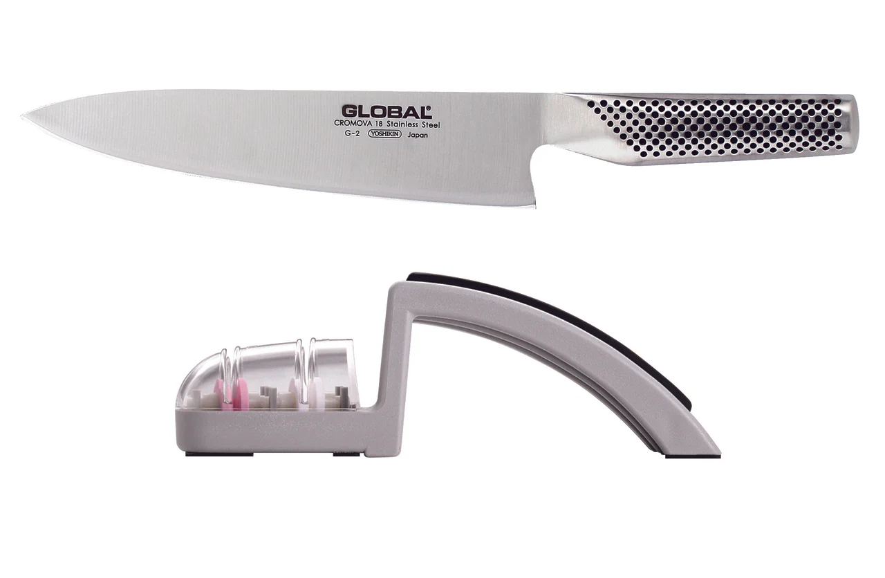 Global Kitchen Knife and Sharpener |71G2220GB| 2 Piece Set - Inhomebuy