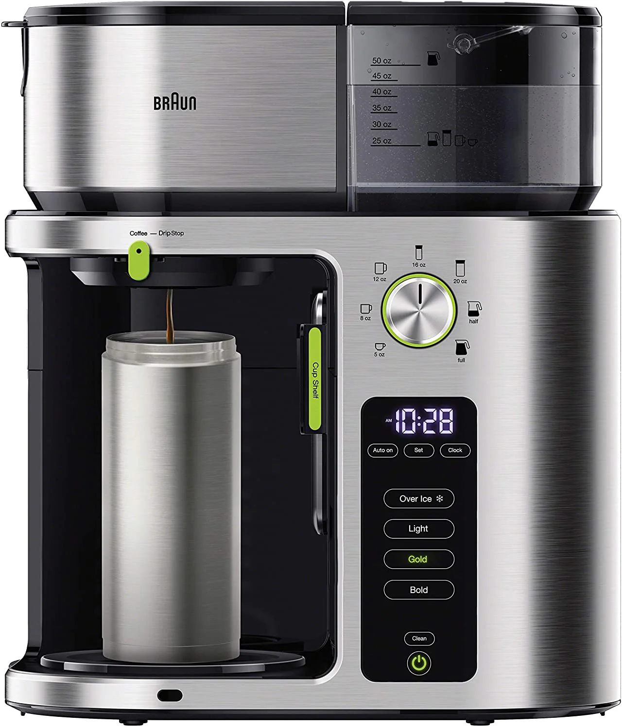 Braun MultiServe Coffee Maker + Hot Water: 7 programmable brew sizes (up to 10 cups) / 3 strengths + iced coffee, SCA certified, s/s | KF9070SI - Inhomebuy
