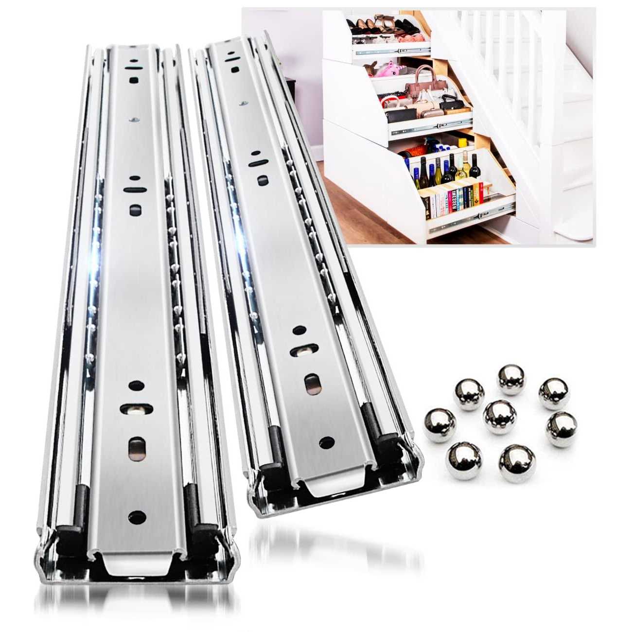 YENUO Heavy Duty Drawer Runners Slides with Lock 400 500 600 700 800 900 1000 Full Extension Ball Bearing Rails - Inhomebuy