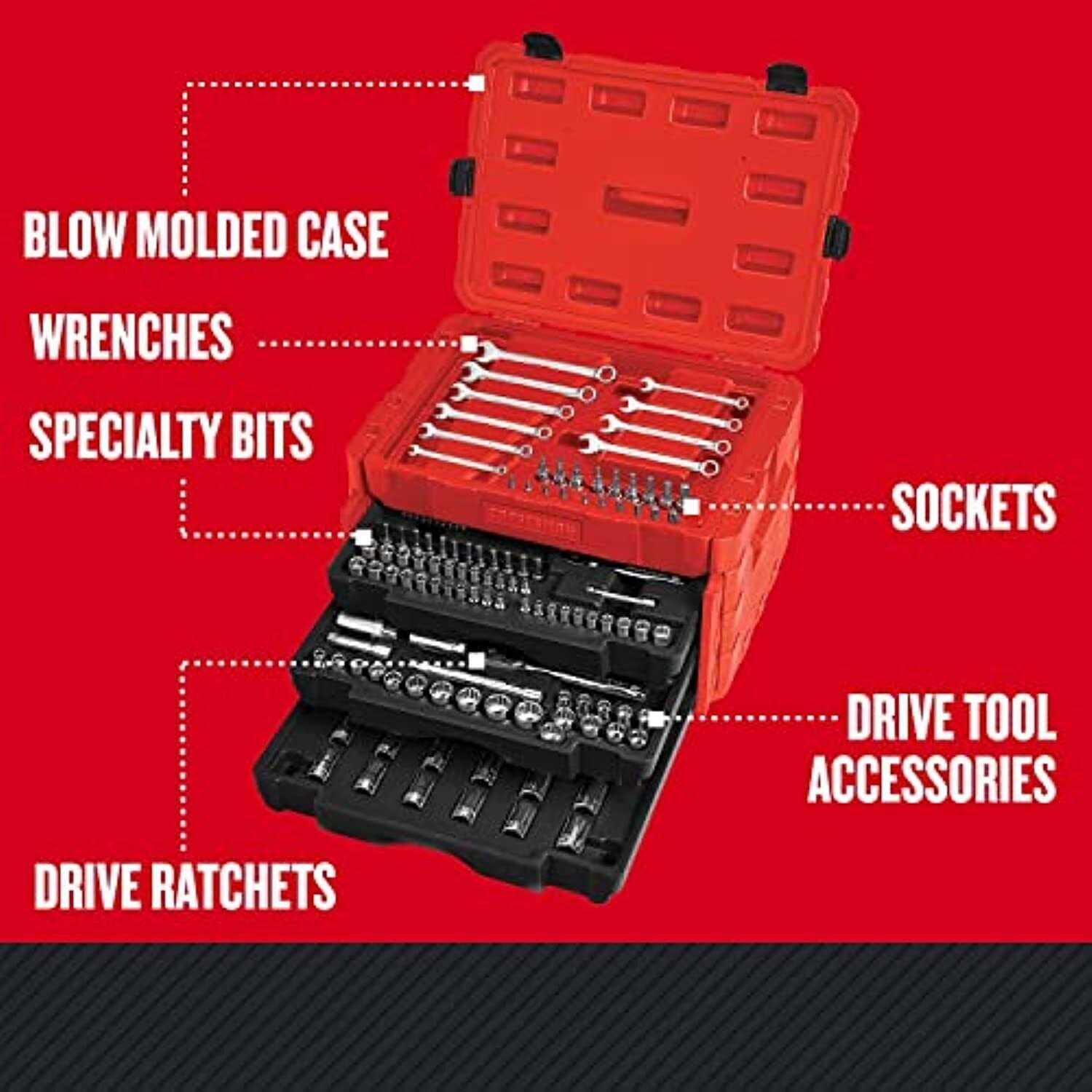 Craftsman 1/4 & 3/8 & 1/2 in. drive Sae 6 and 12 Point Socket Set 299 pc - Inhomebuy