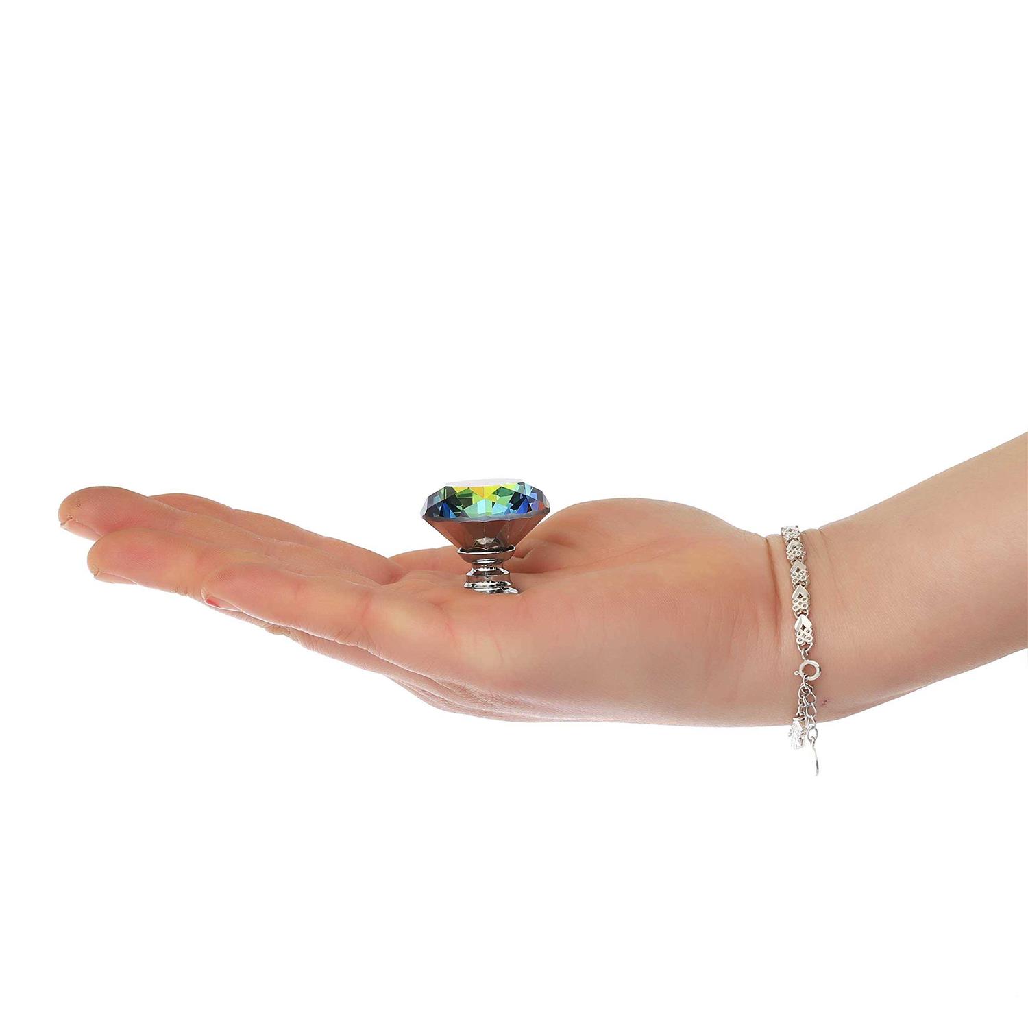 DeElf 12 PCS Clear Crystal Glass Drawer Cabinet Pulls Knobs Diamond Shape Decorative for Kitchen - Inhomebuy