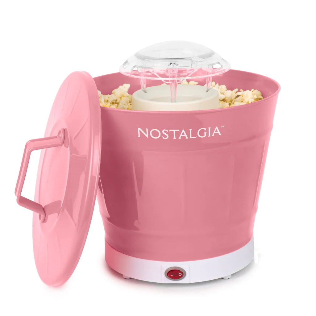 Hot Air Popcorn Maker and Bucket, Coral - Inhomebuy
