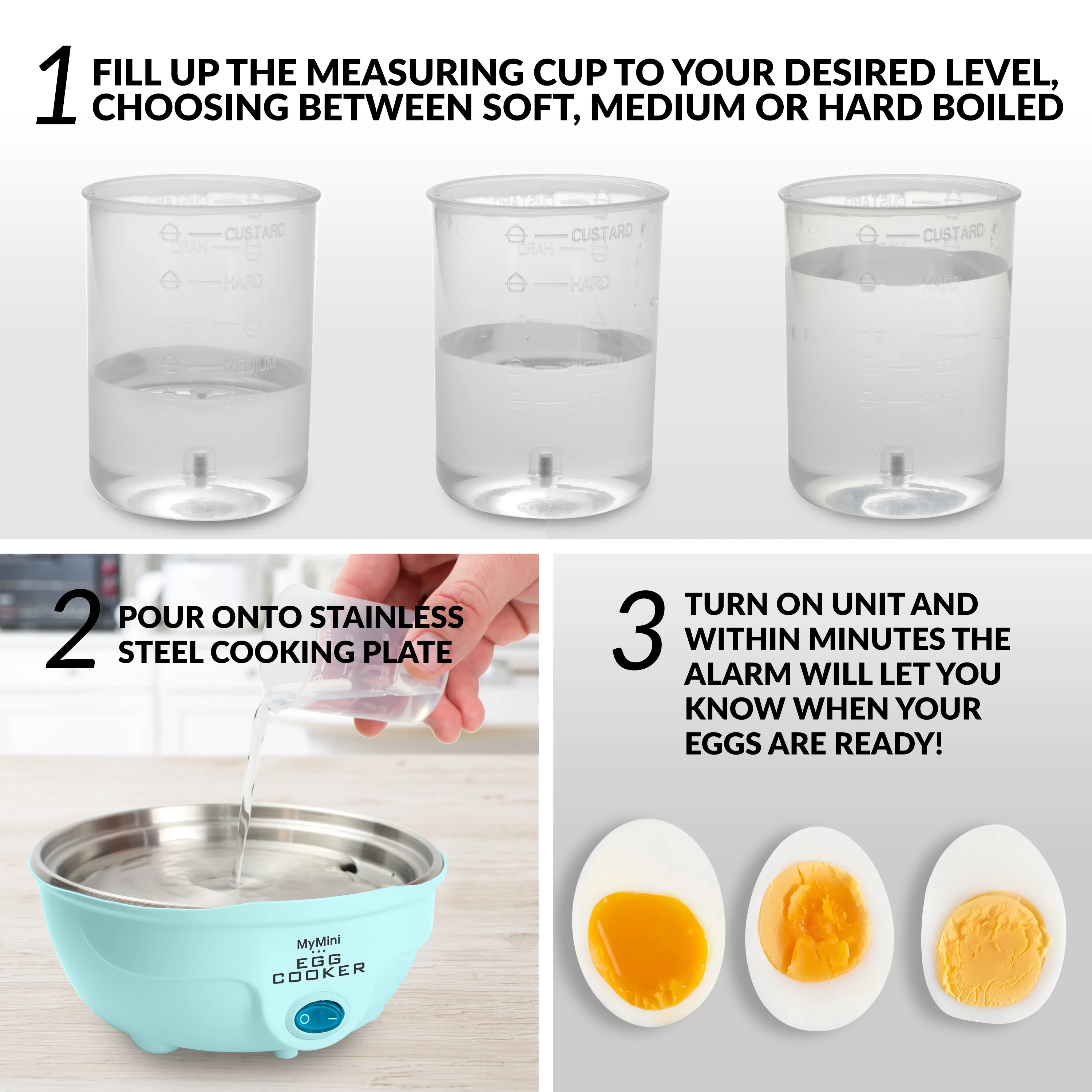 Retro Premium 7-Egg Capacity Electric Egg Cooker, Aqua - Inhomebuy
