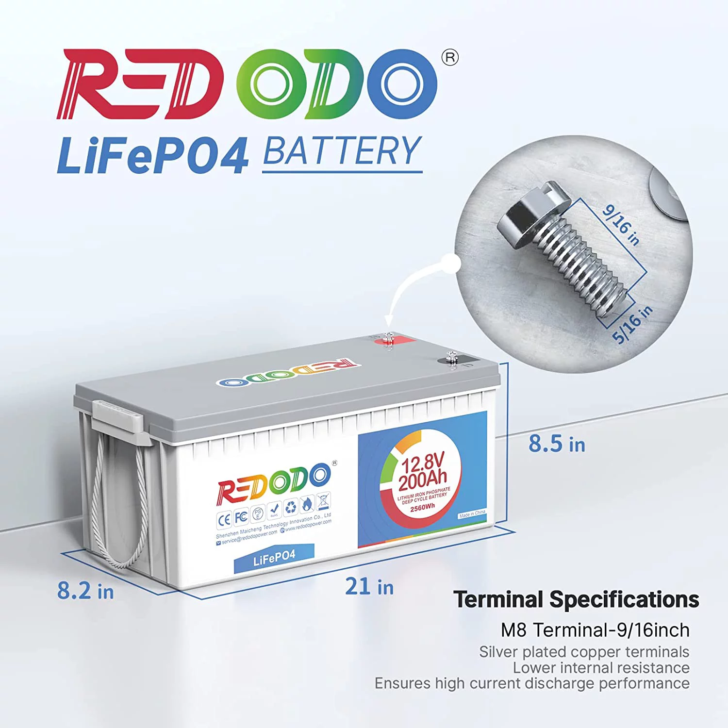 Redodo 12V 200Ah LiFePO4 Deep Cycle Lithium Battery 4000+ Cycle for RV Camper - Inhomebuy