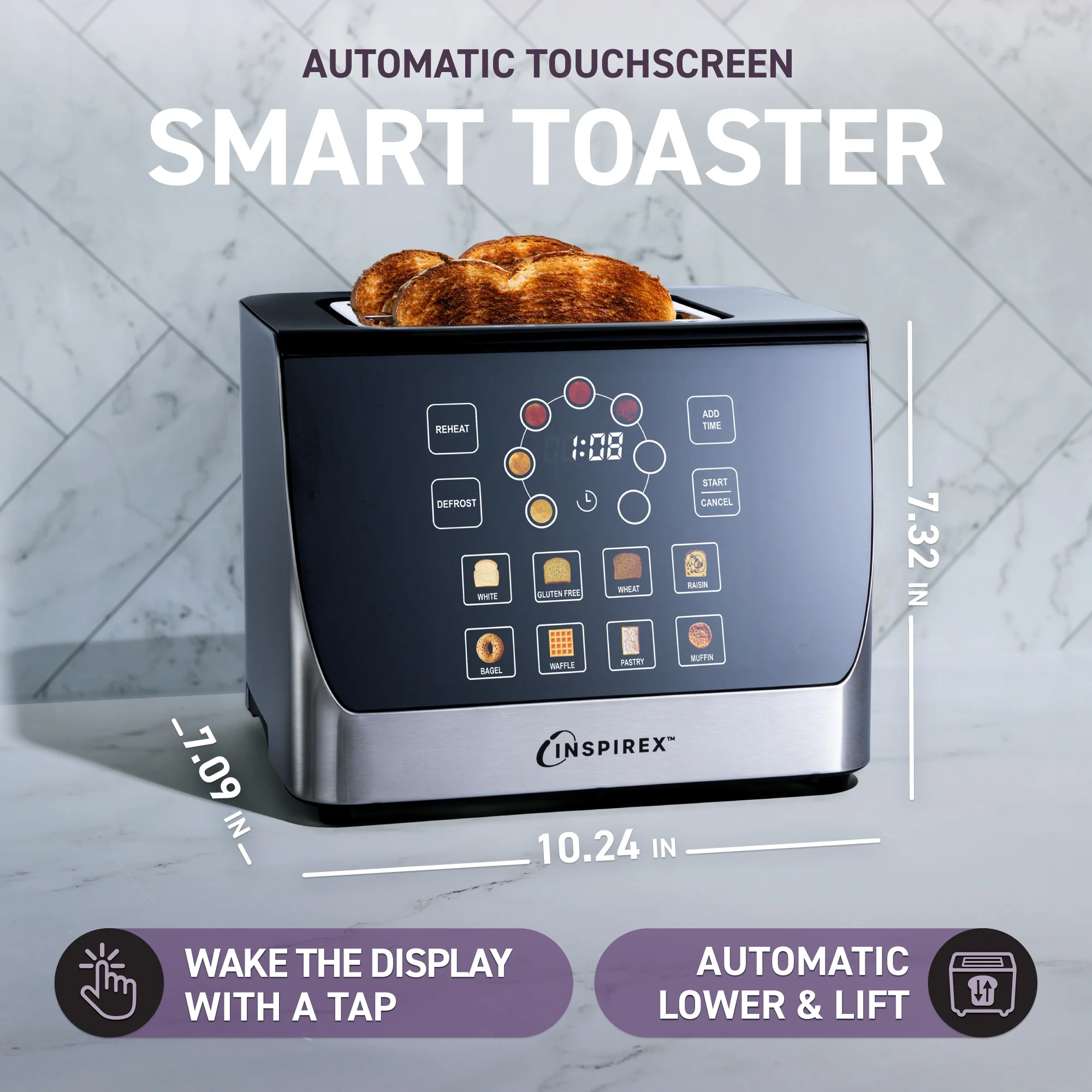 Inspirex Interactive Touchscreen Automatic Toaster - Inhomebuy