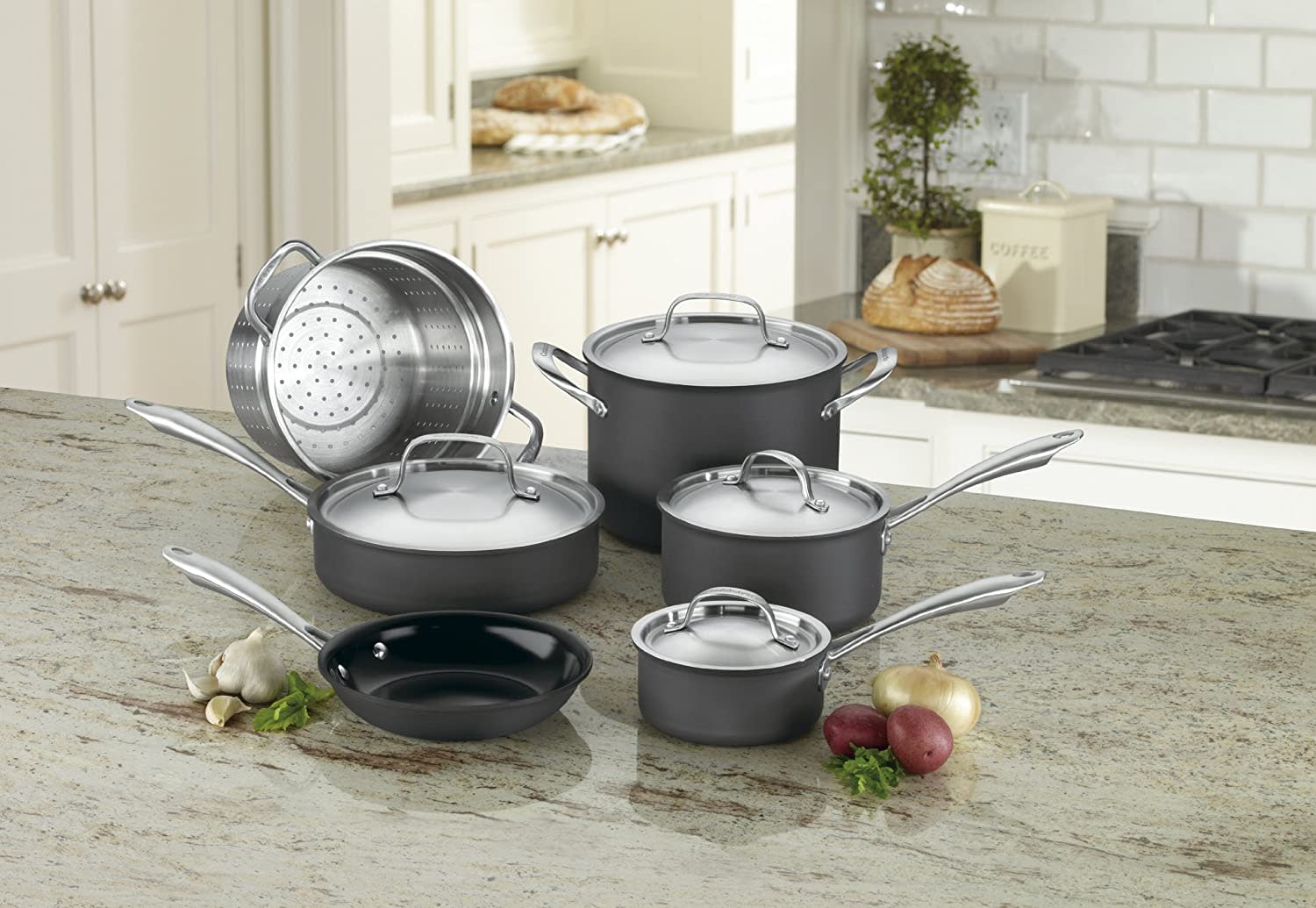Cuisinart GreenGourmet 10-pc Cookware Set: hard-anodized, non-stick | GG-10 - Inhomebuy