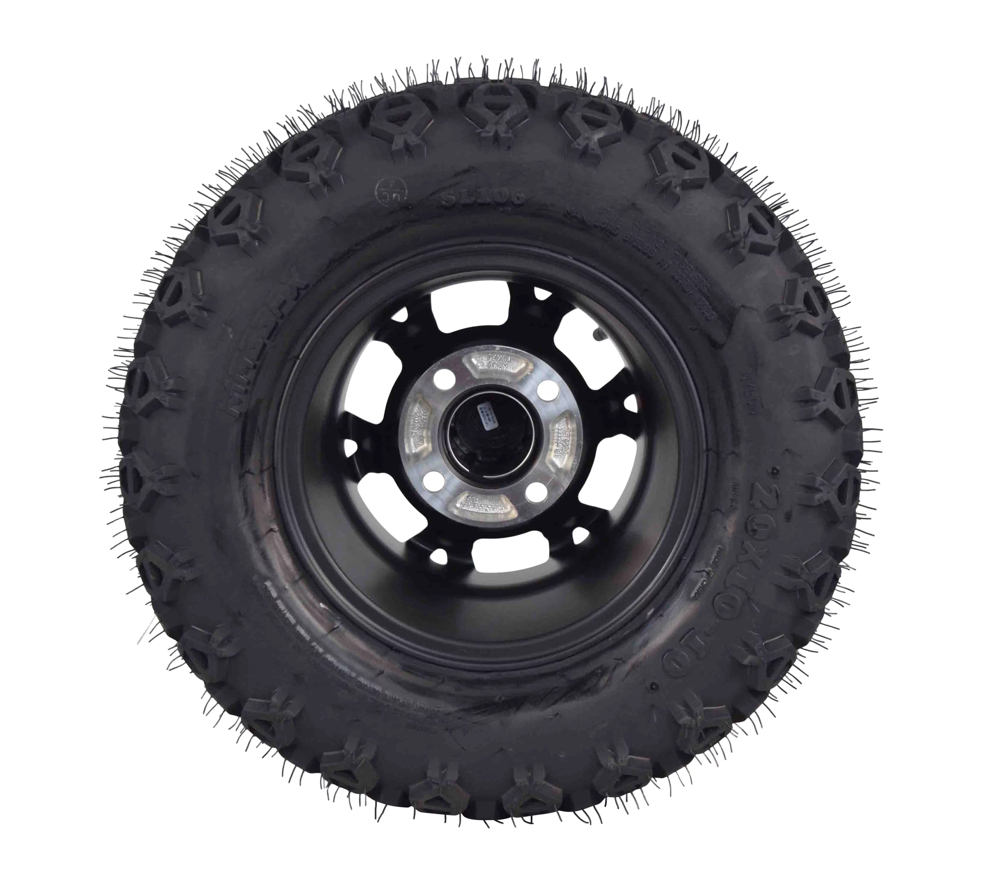 MASSFX 20x10-10 Golf Cart Turf Tire & Black Wheel Kit A240 10x7 4/101.6 - Inhomebuy