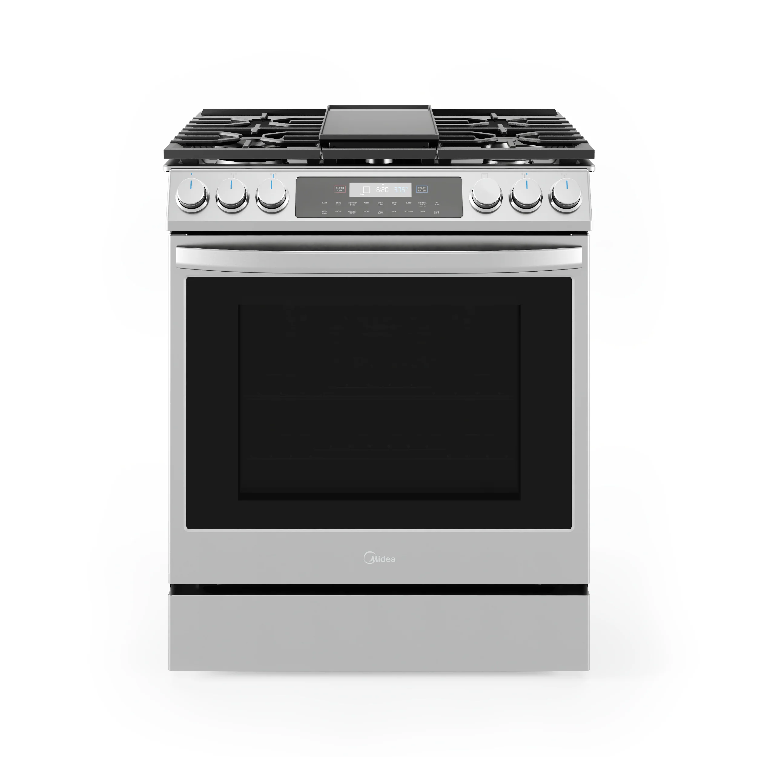 Midea 30 In. Slide-In Gas Range with 5 Burners and 6.1 cu. ft. Self-Cleaning Oven in Stainless Steel, MGS30S4AST - Inhomebuy
