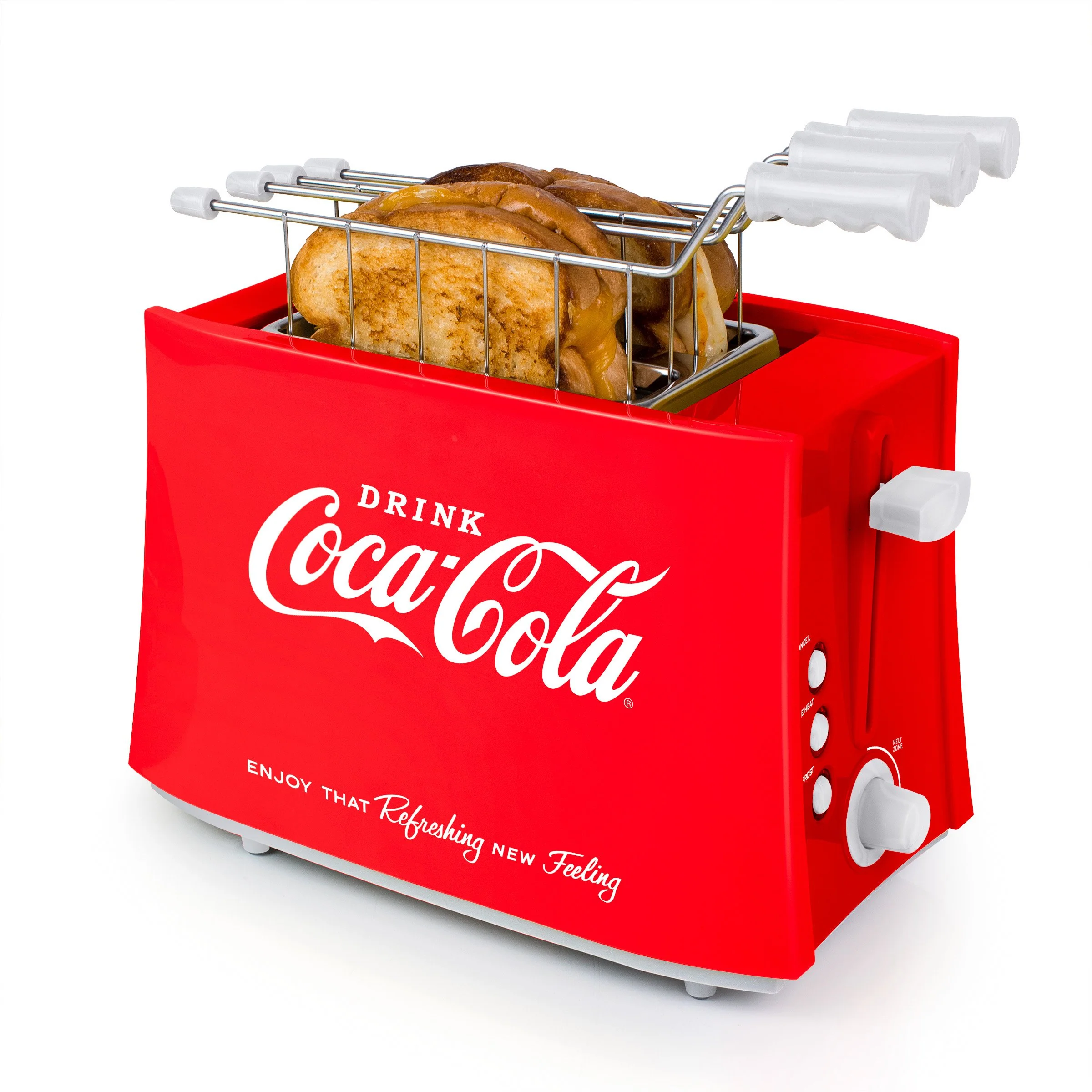 Coca-Cola® Grilled Cheese Toaster with Easy-Clean Toaster Baskets and Adjustable Toasting Dial - Inhomebuy
