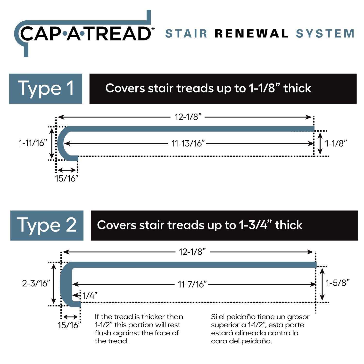 Zamma Cap-A-Tread Stair Renewal System 12.13-in x 47 - Inhomebuy