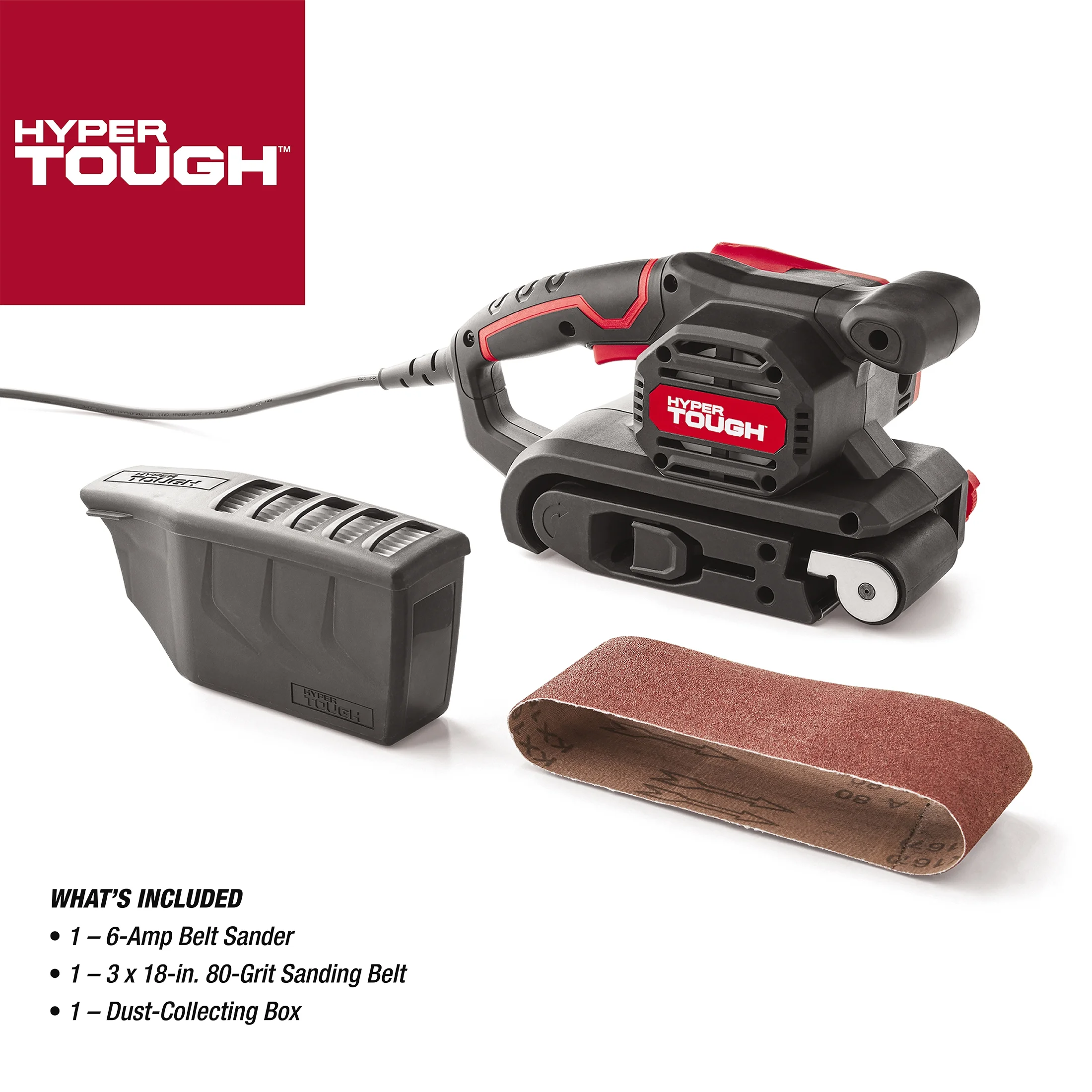 Hyper Tough 6-Amp Belt Sander, 3 x 18-inch, Corded, 2613 - Inhomebuy