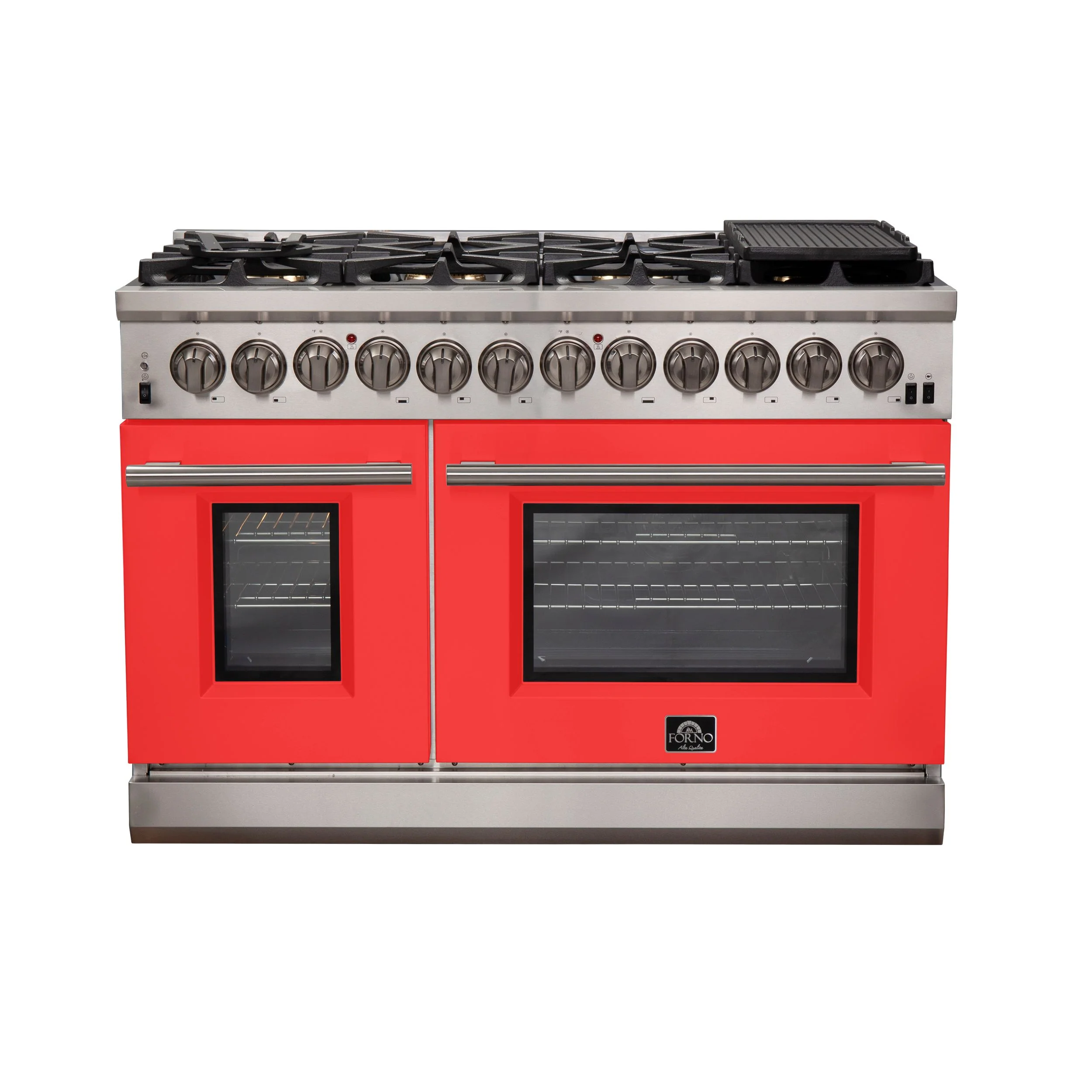 Forno 48 Inch Professional Freestanding Dual Fuel Range in Red, FFSGS6187-48RED - Inhomebuy