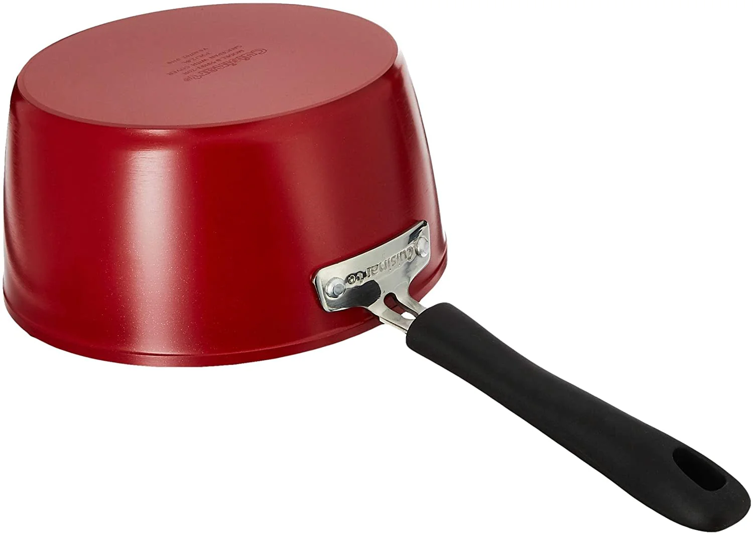 Cuisinart Elements Sauce Pan with Glass Lid: 3-quart, white ceramic non-stick, red | 59193-20R - Inhomebuy