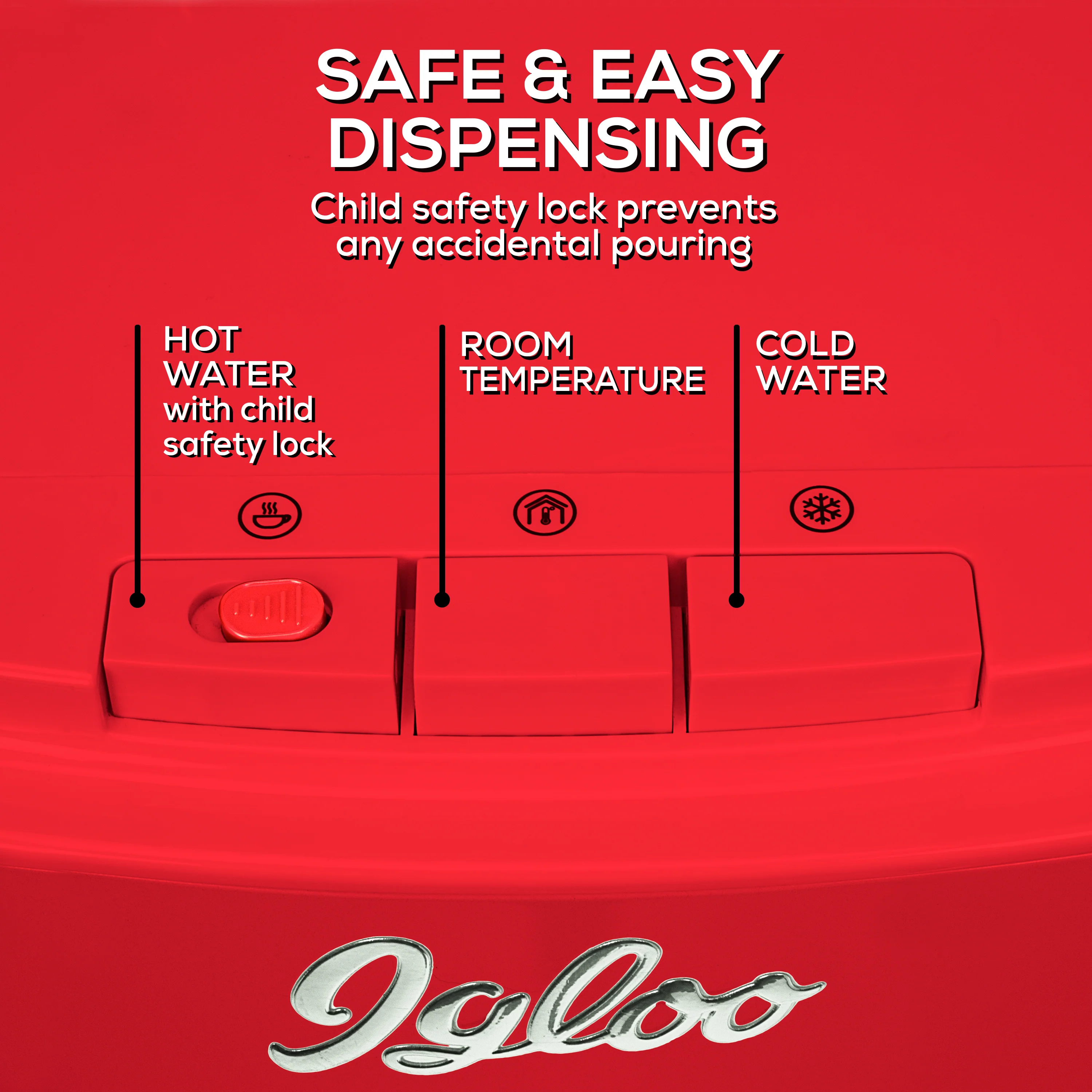 Igloo Retro Water Cooler, Retro Red - Inhomebuy