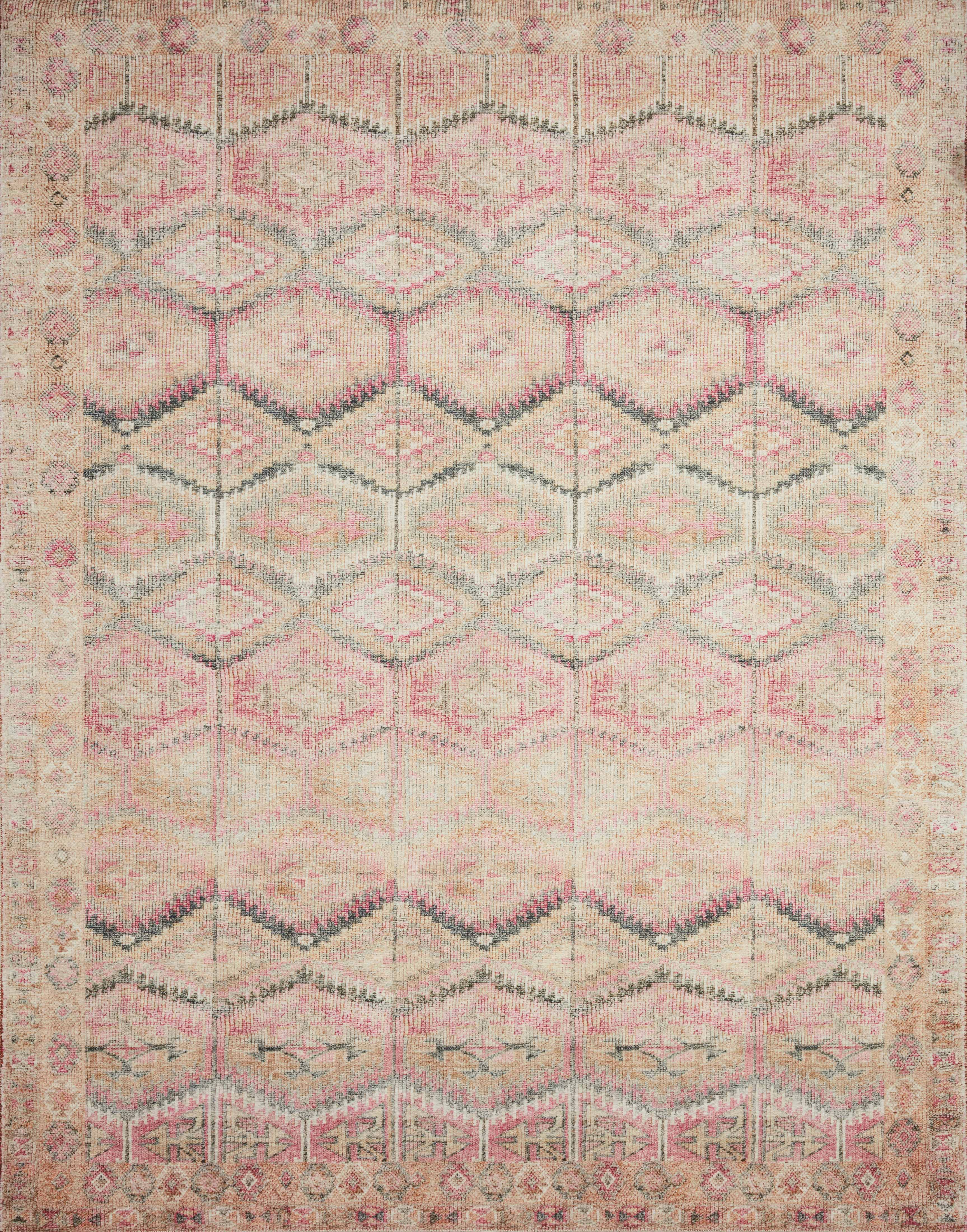 Loloi II Layla Collection Rug in Pink, Lagoon - 3'6