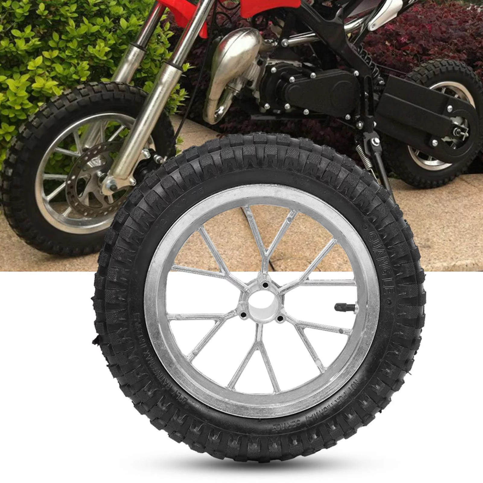 Fugacal Motorcycle Tire,12.5 X 2.75in Motorcycle Front Rear Tire Wheel With Rim Fits For Coolster 49cc 2 Stroke Mini Dirt Bike - Inhomebuy