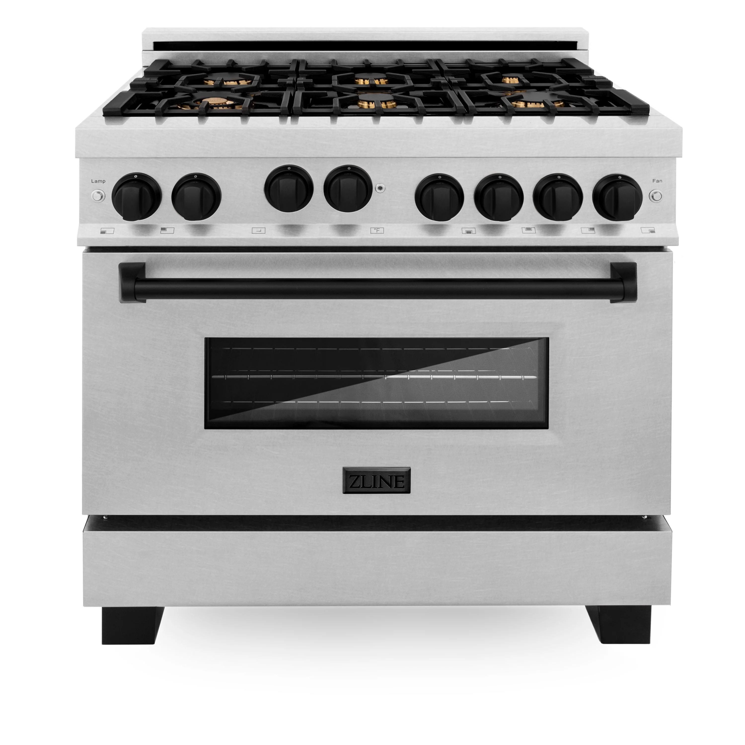 ZLINE Autograph Edition 36 in. 4.6 cu. ft. Gas Burner/Gas Oven Range in DuraSnow® with Matte Black Accents, RGSZ-SN-36-MB - Inhomebuy