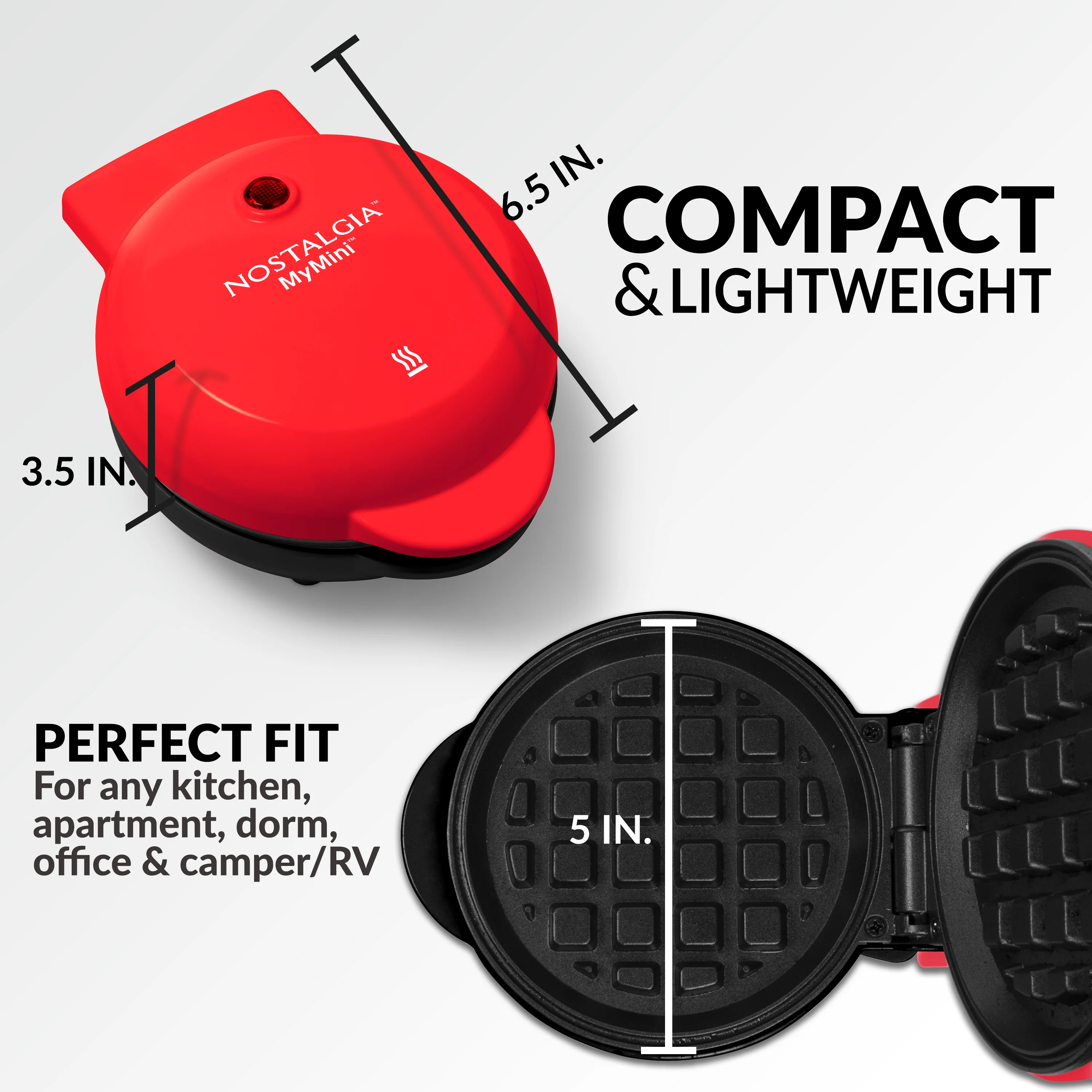 MyMini�?Personal Electric Waffle Maker, Red - Inhomebuy