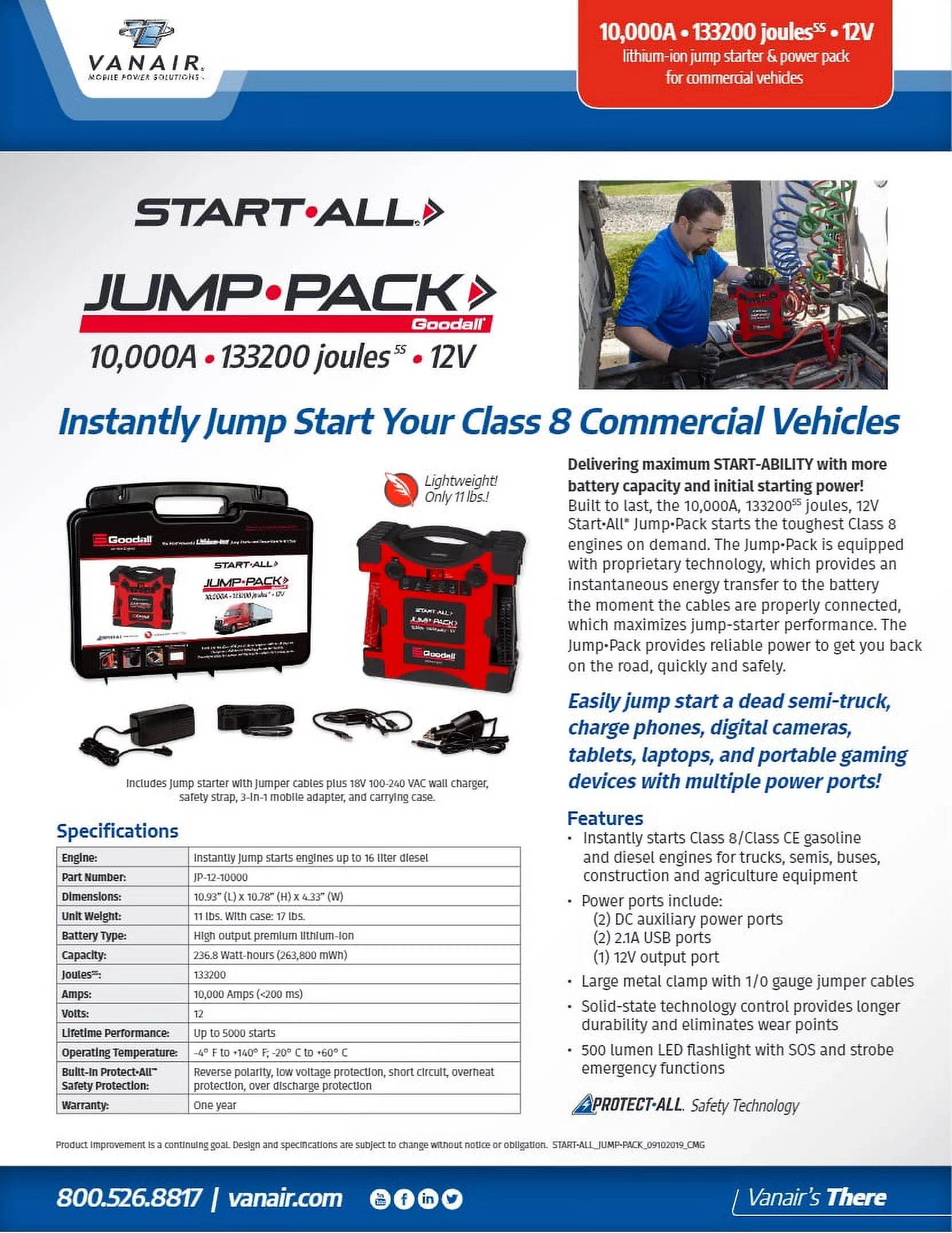 Goodall 12V 10000 Amp Start-All Corded Jump Pack - Inhomebuy